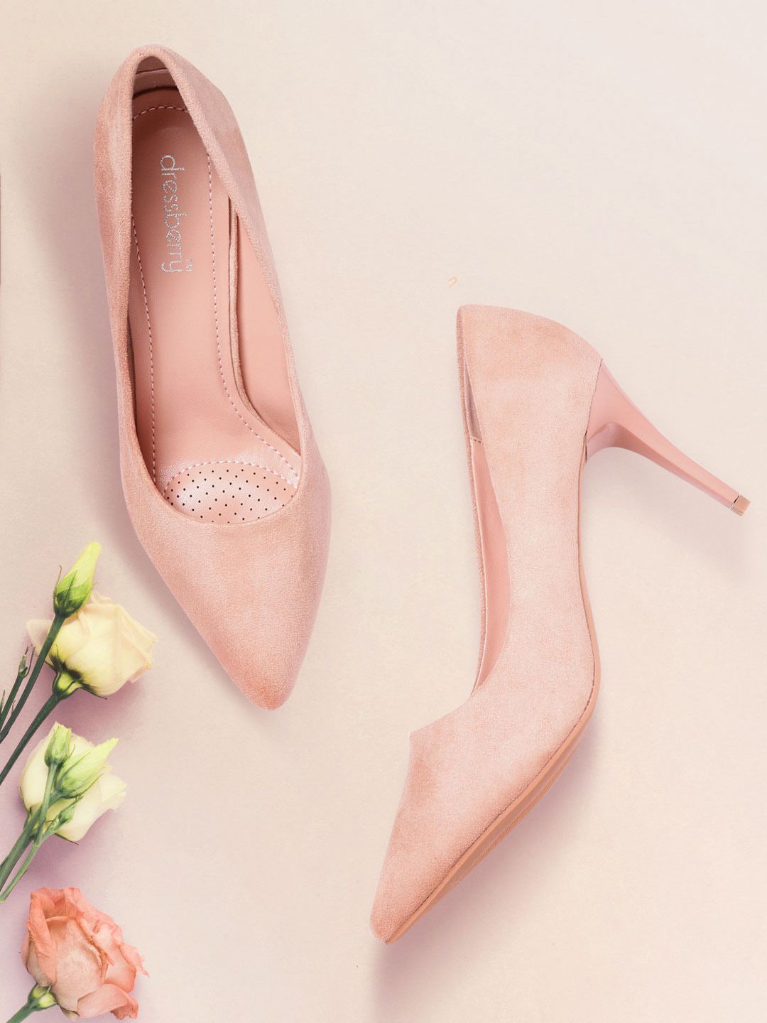 DressBerry Nude Pink Solid Pumps Price in India