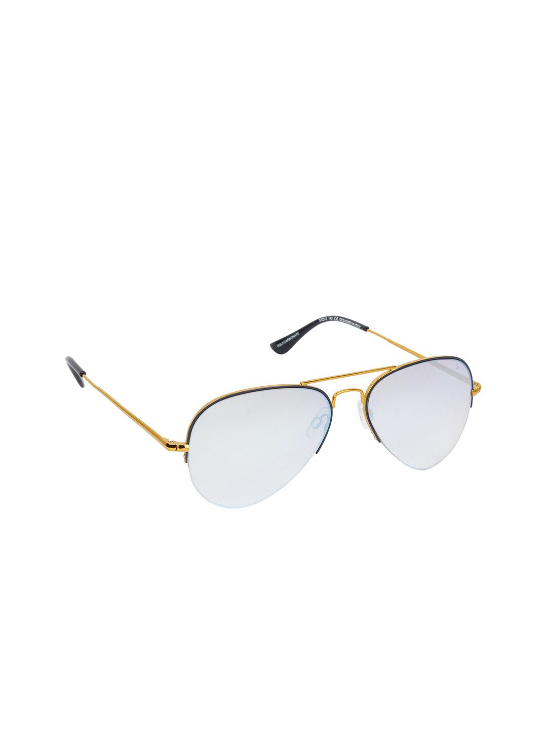 Scavin Unisex Blue Lens & Gold-Toned Aviator Sunglasses with UV Protected Lens Price in India