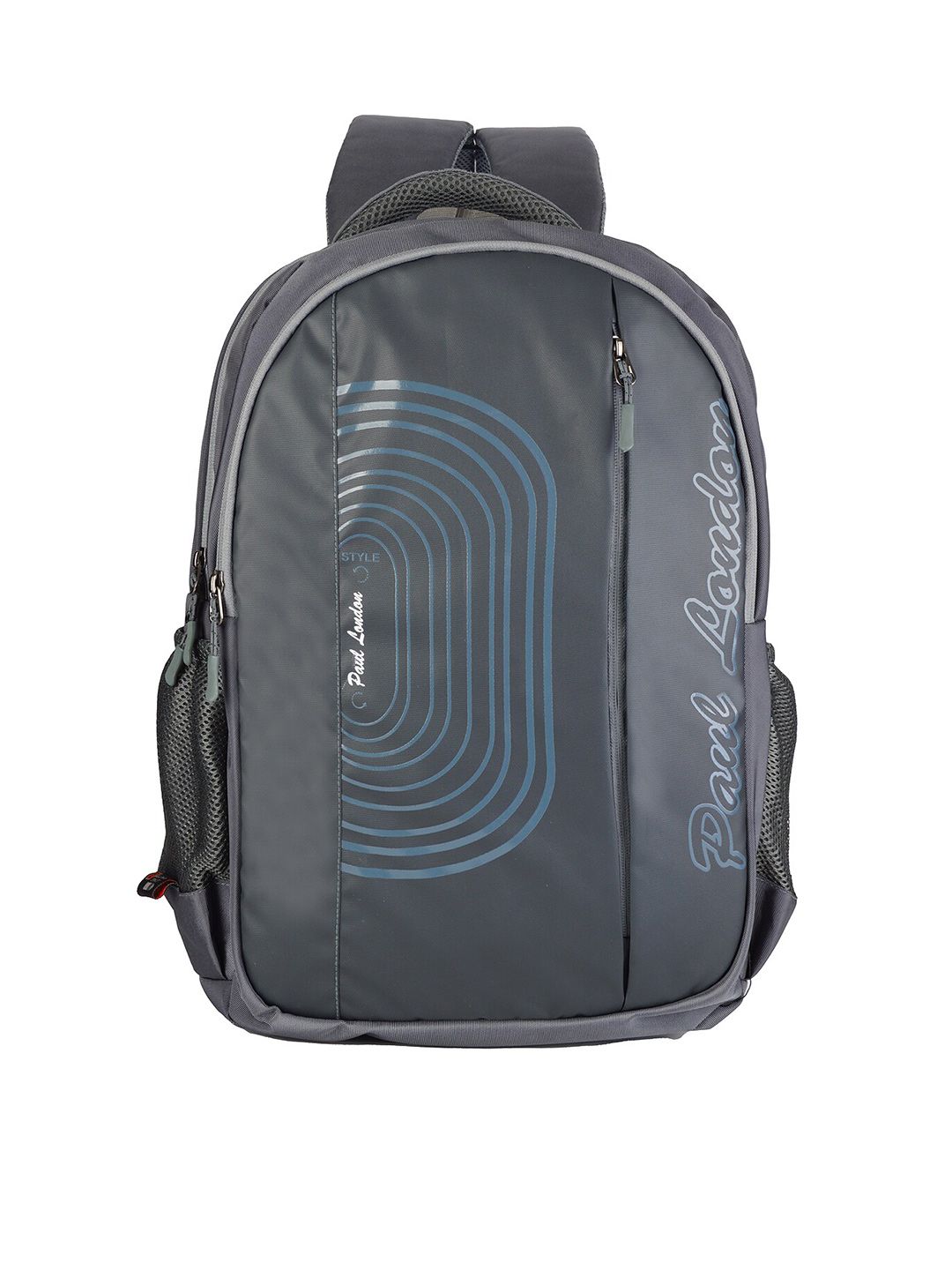 PAUL LONDON Grey & Blue Typography Printed Backpack Price in India