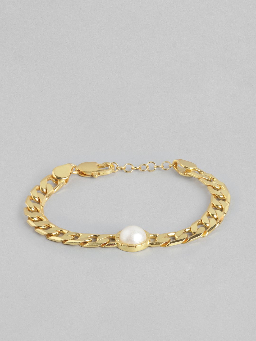 Carlton London Women White Gold-Plated Beaded Link Bracelet Price in India