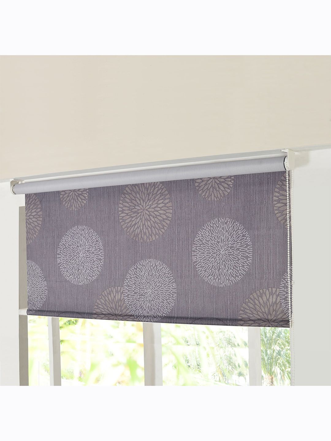 Deco Window Grey & White Floral Room Darkening Window Blinds Price in India