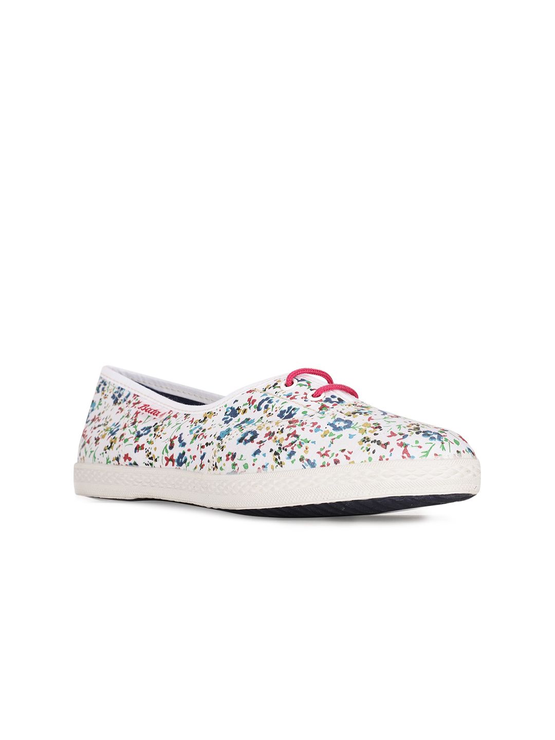 Bata Women White Printed Sneakers