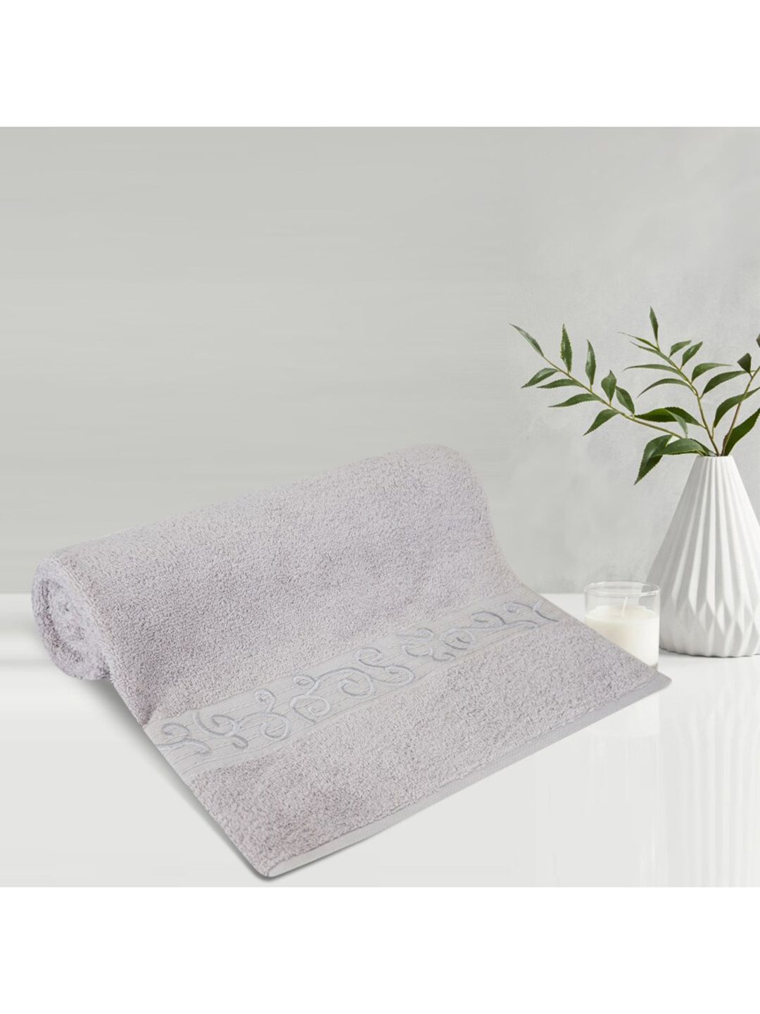 LUSH & BEYOND Grey Solid Pure Cotton 500 GSM Bath Towel Price in India