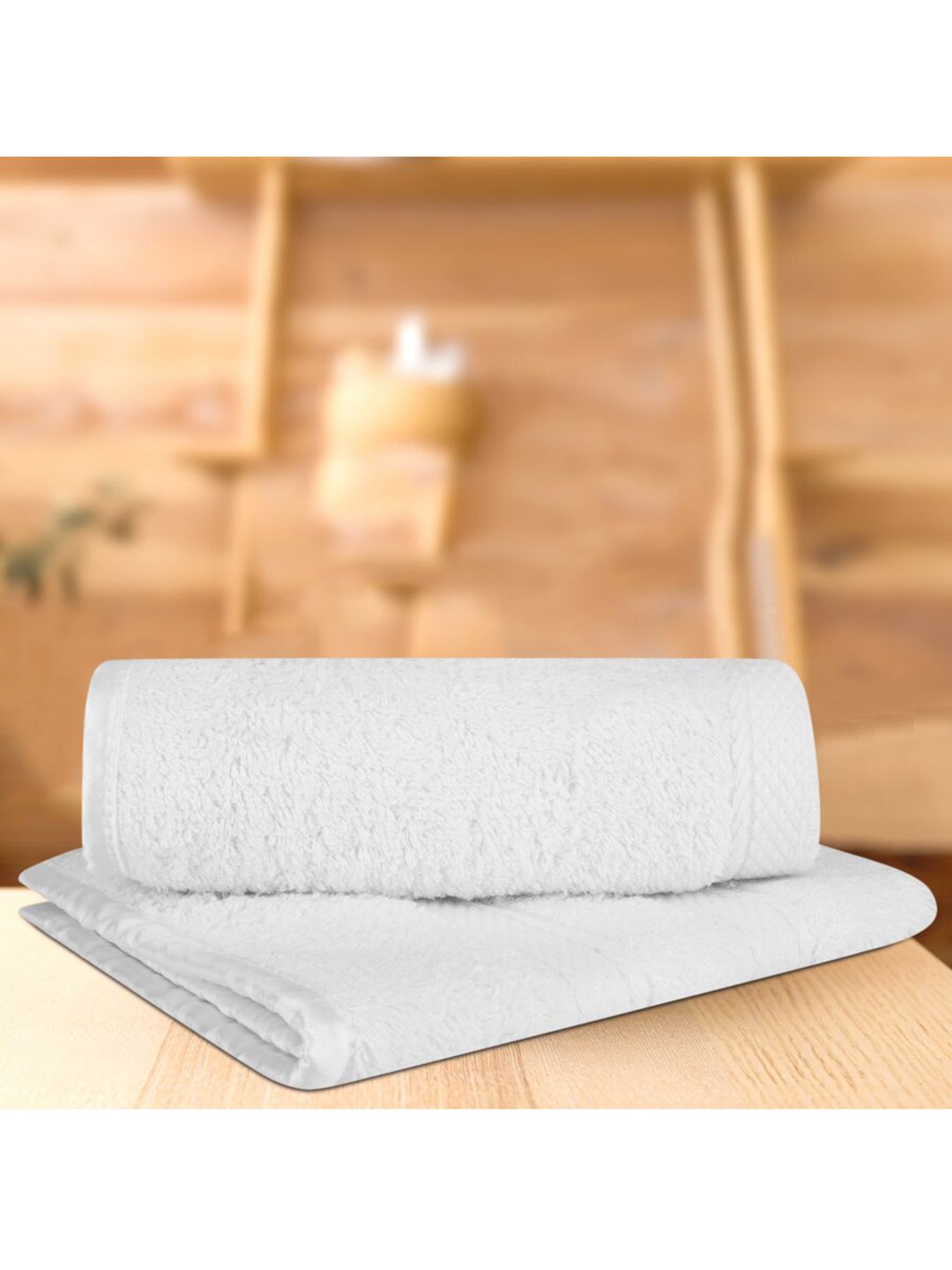 LUSH & BEYOND Set Of 2 White Solid 500 GSM Cotton Face Towels Price in India