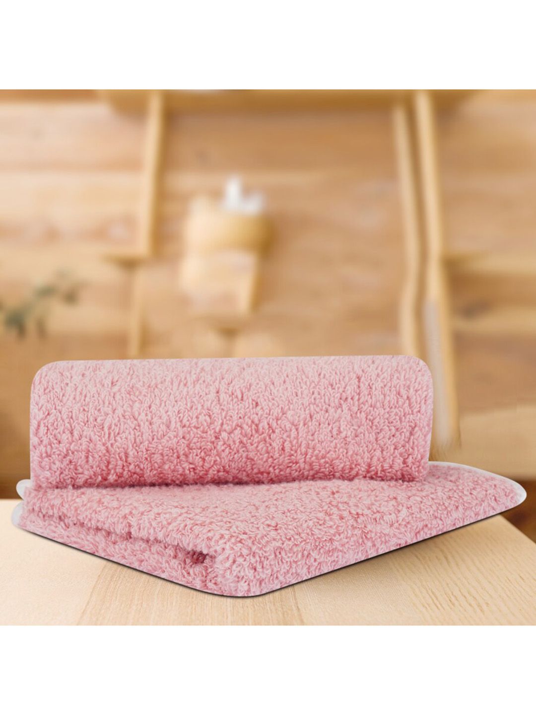 LUSH & BEYOND Set of 2 Peach Solid Pure Cotton 500 GSM Face Towel Price in India