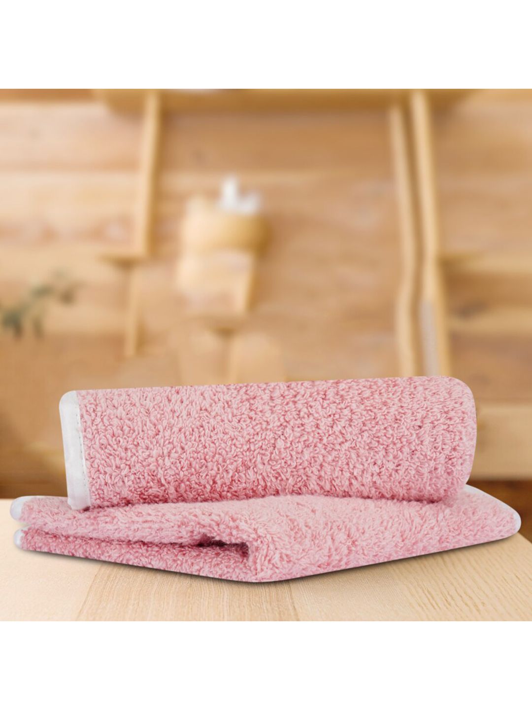LUSH & BEYOND Set Of 2 Peach Solid 500 GSM Pure Cotton Face Towels Price in India