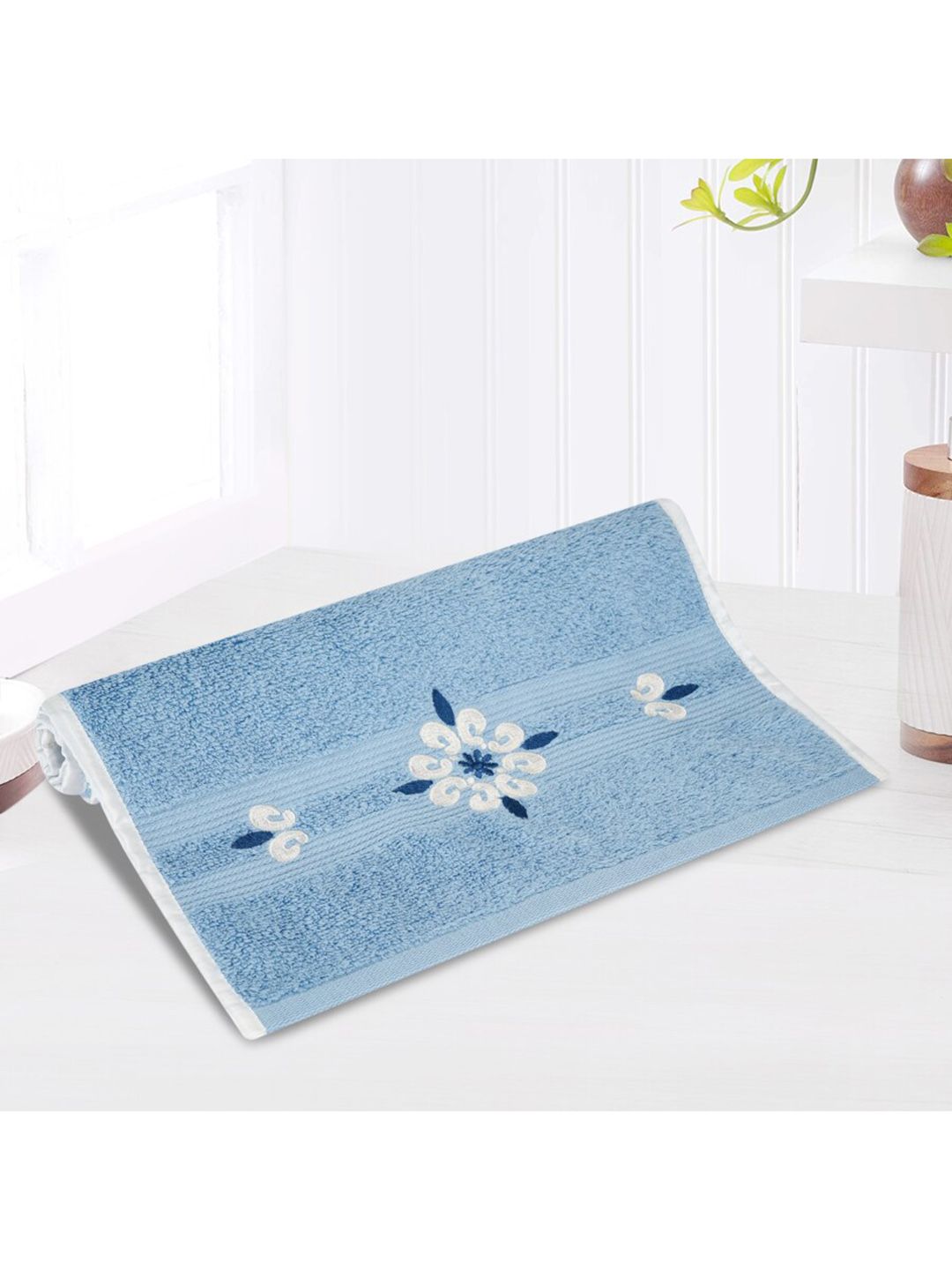 LUSH & BEYOND Blue Solid Pure Cotton 500 GSM Hand Towels Price in India