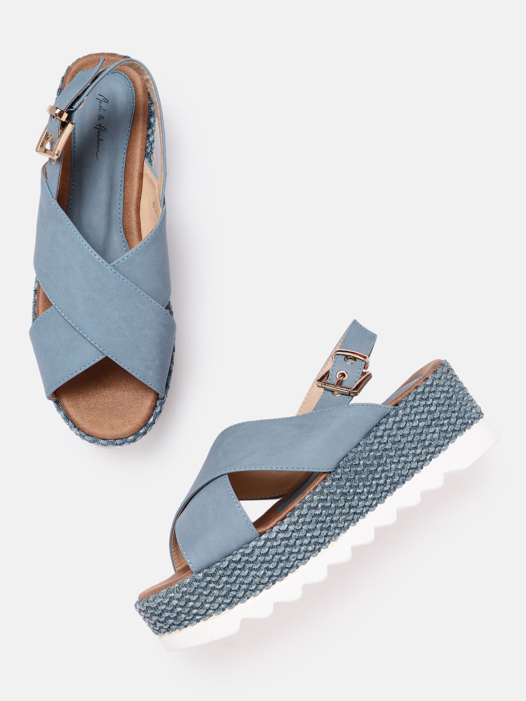 Mast & Harbour Women Blue Solid Wedge Heels Price in India