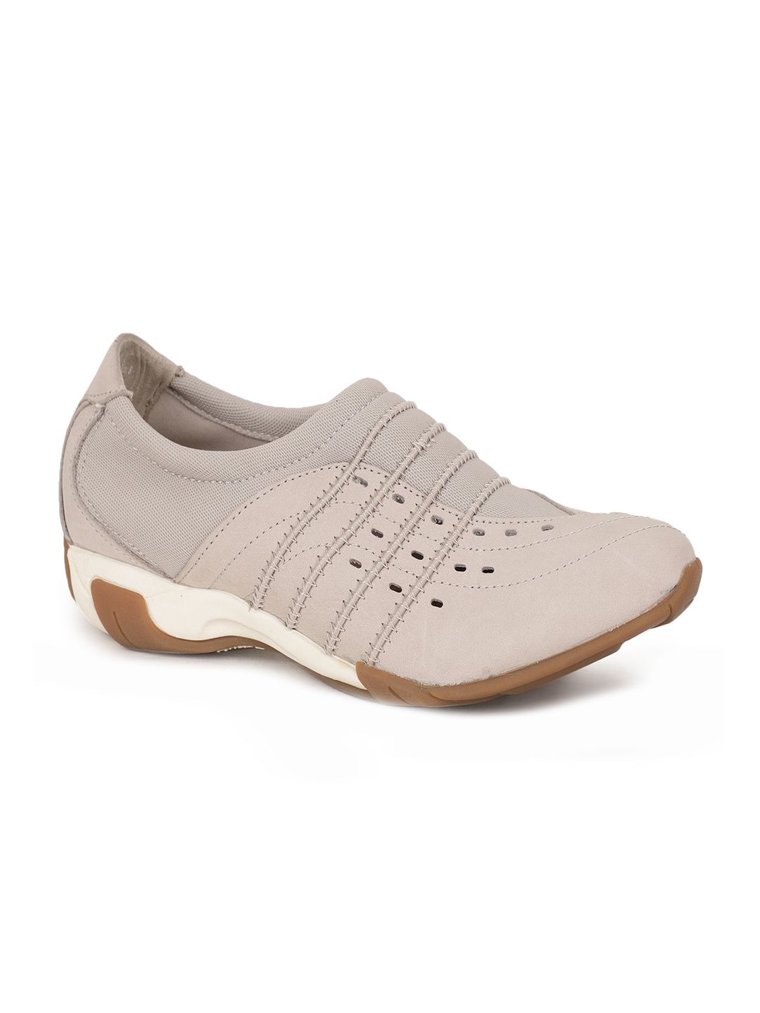 Hush Puppies Women Grey Leather Slip-On Sneakers Price in India