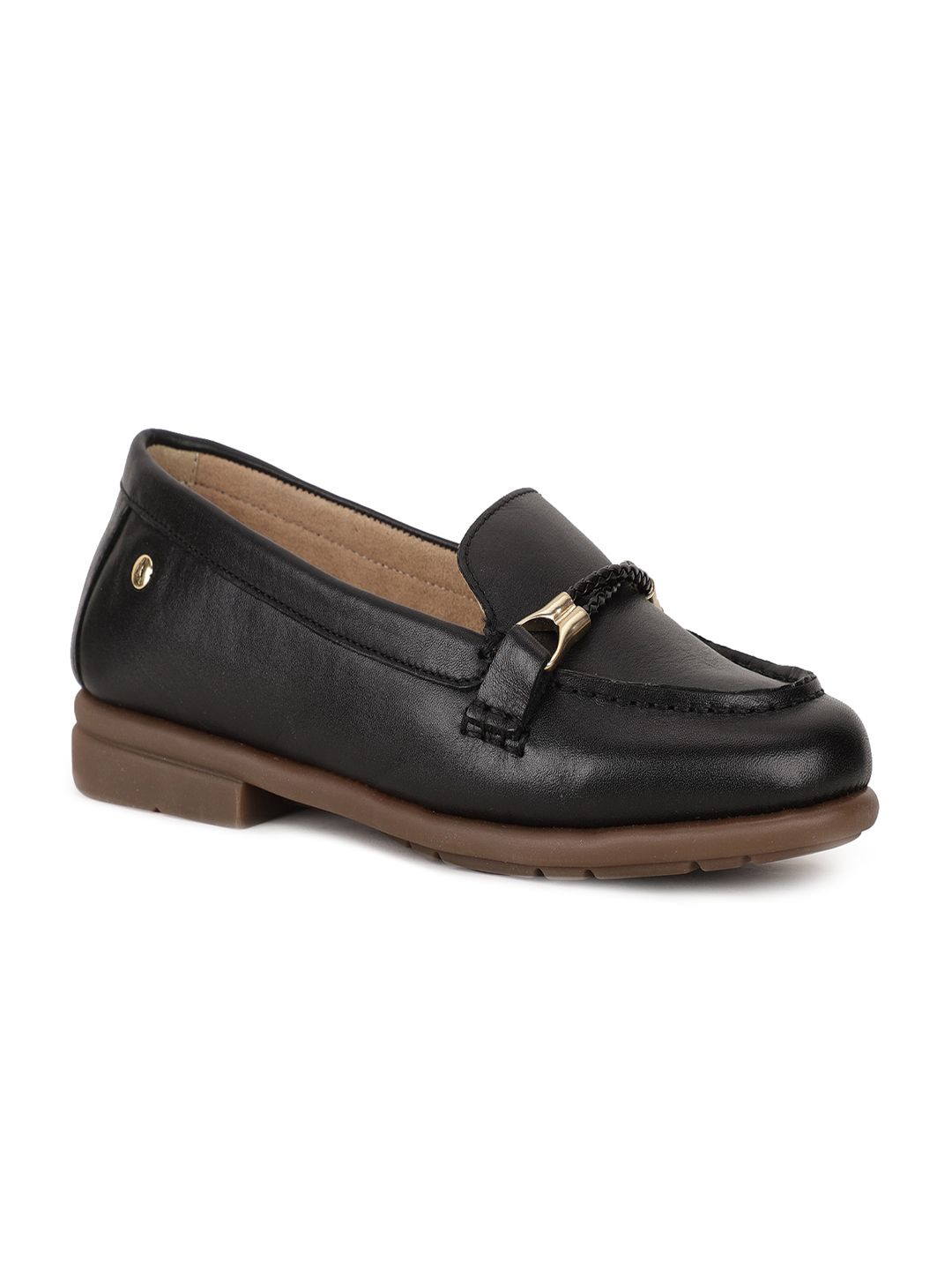 Hush Puppies Women Black Leather Loafers Price in India