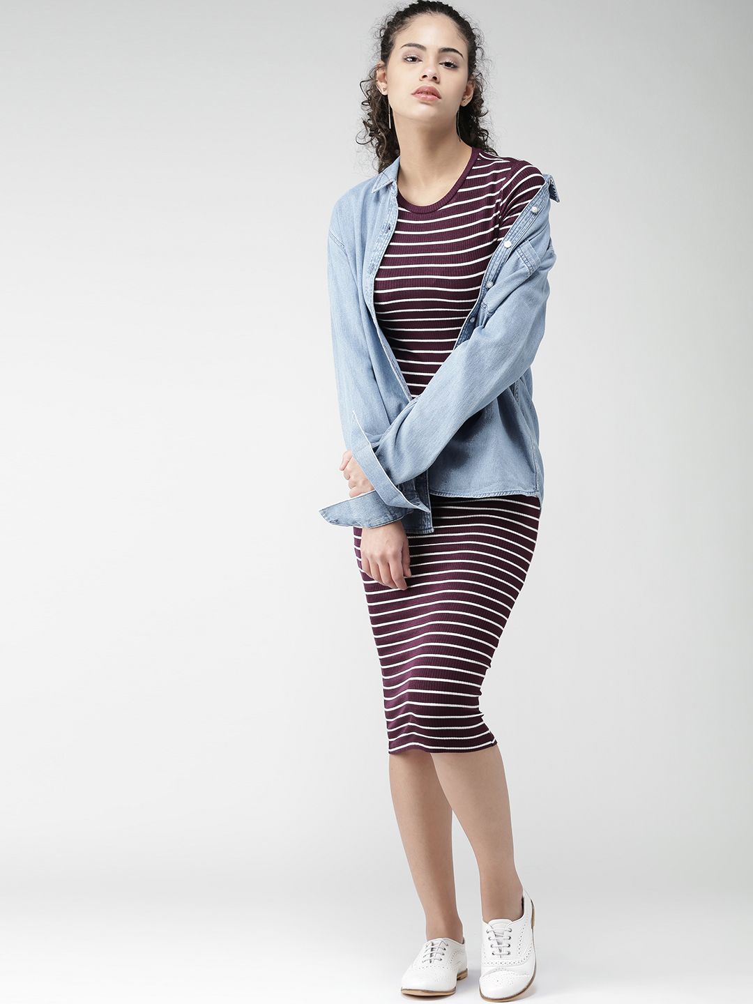 Buy FOREVER 21 Green & White Striped Bodycon Dress - Dresses for Women 1778246