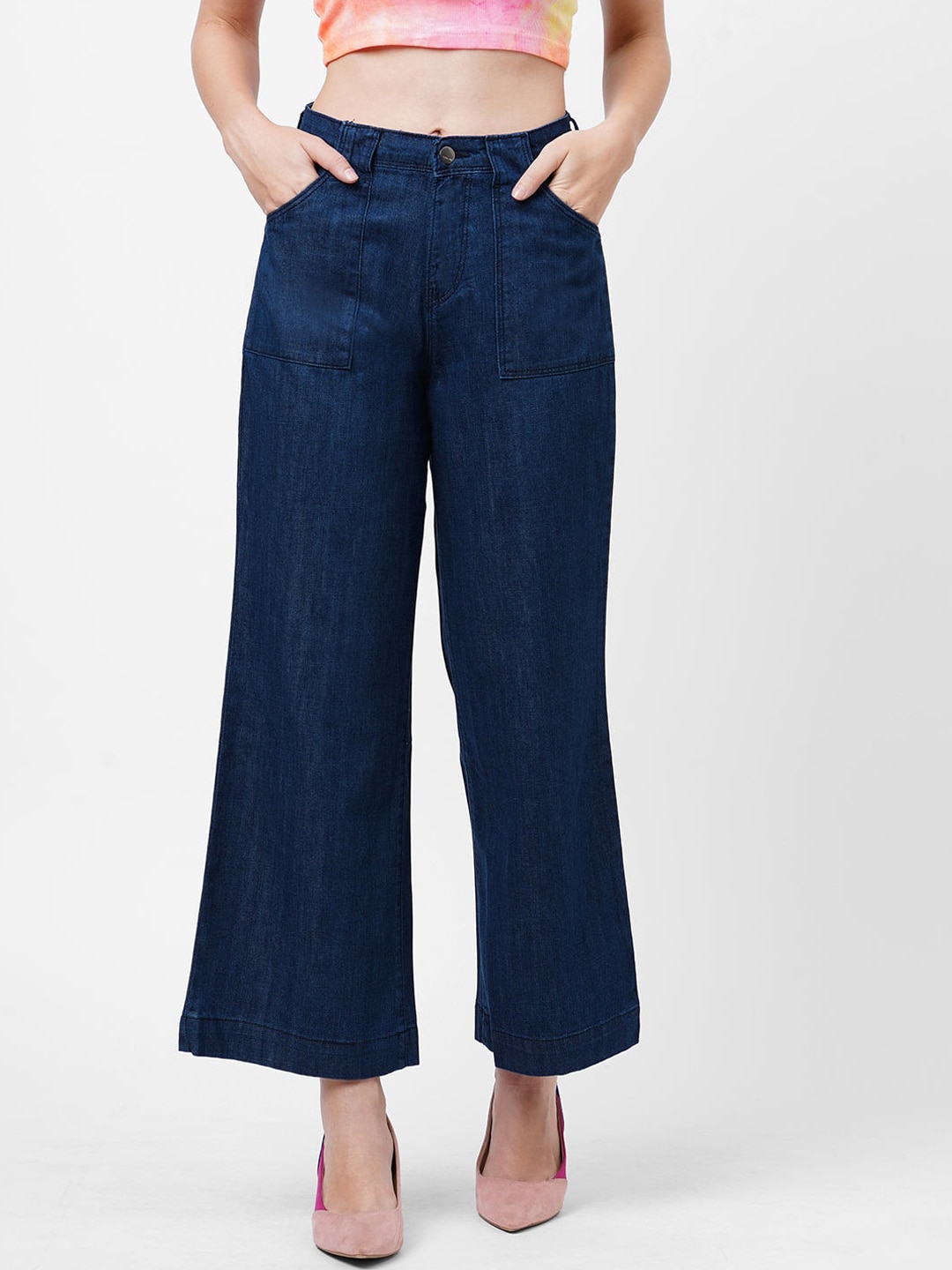 Kraus Jeans Women Blue Wide Leg High-Rise Jeans Price in India