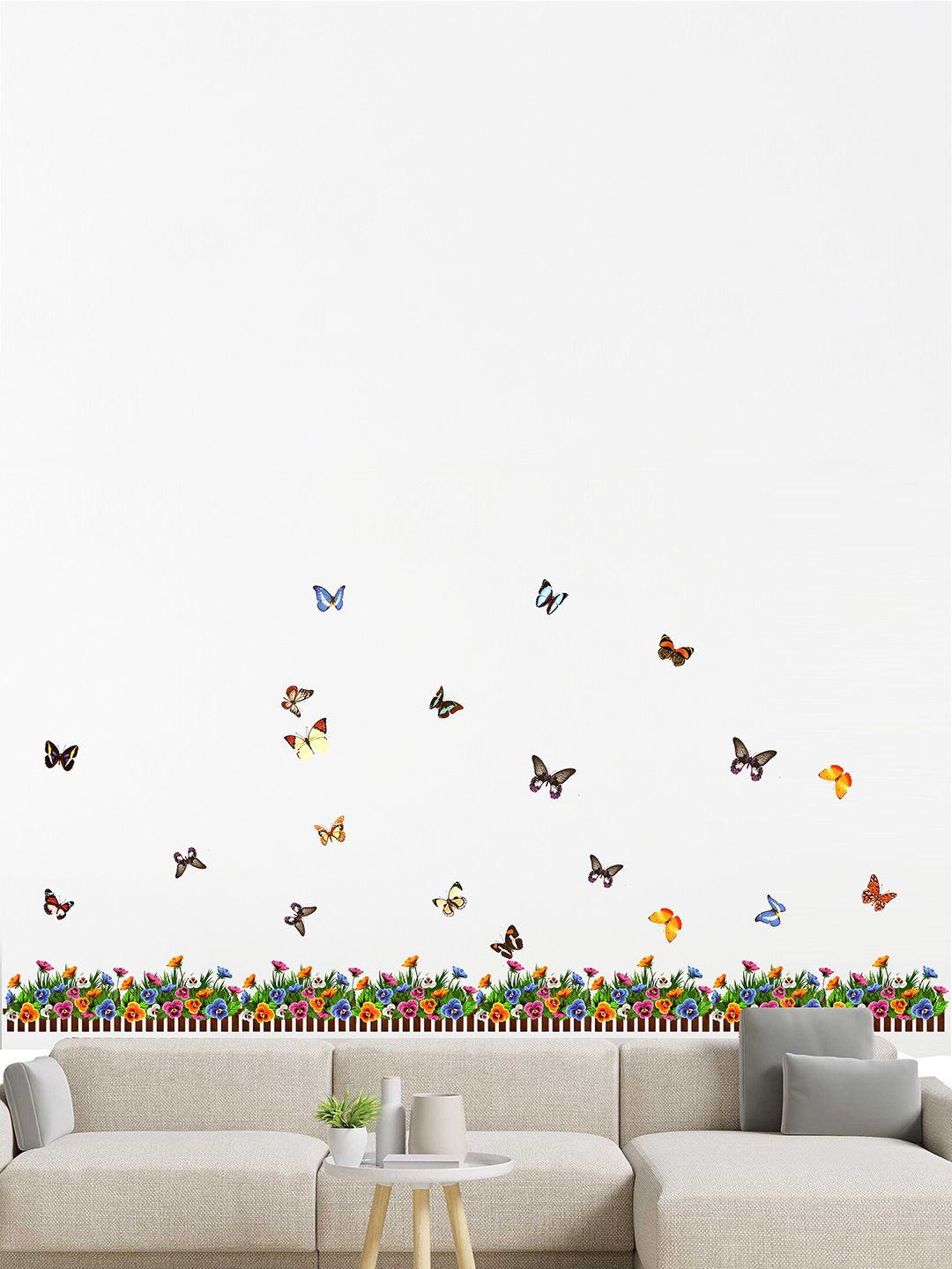 Art Street Green & Pink Colorful Butterflies Wall Decal Sticker Price in India