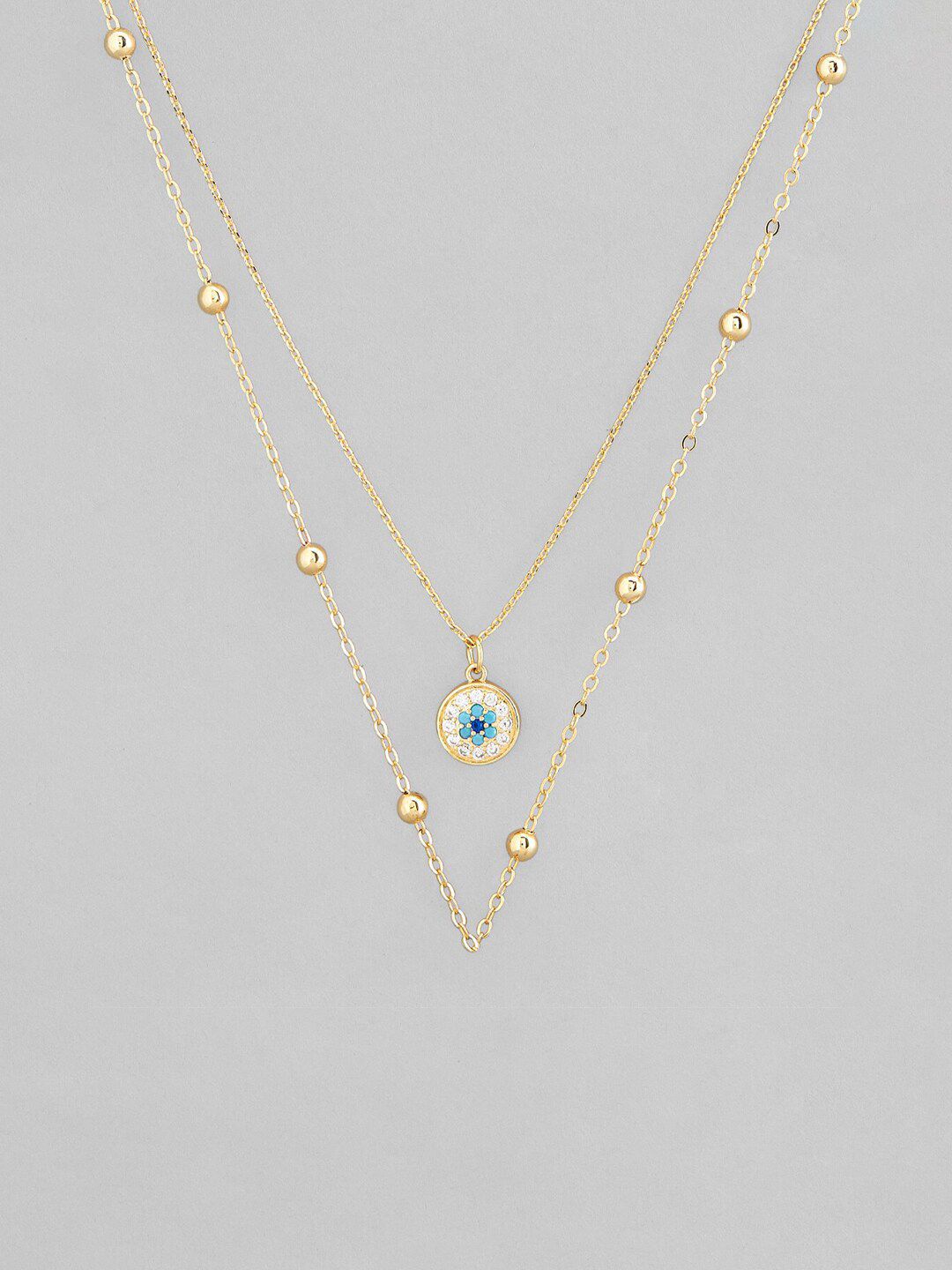 Rubans Voguish Gold-Plated White Evil Eye Layered Necklace Price in India