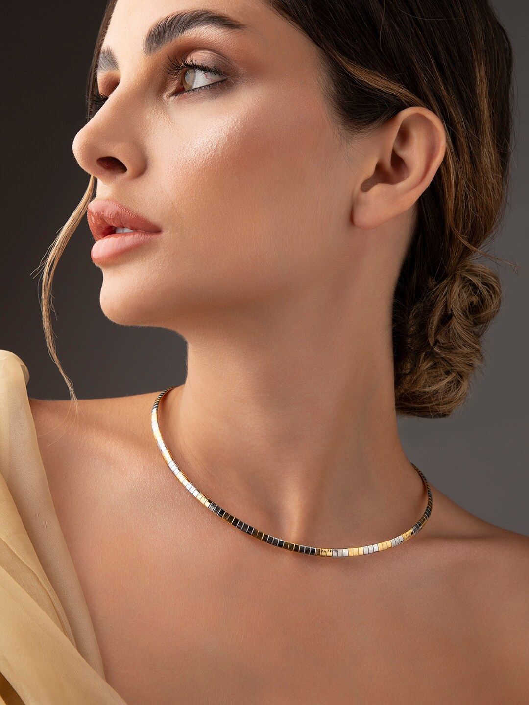 Rubans Voguish Silver-Toned & Gold-Plated Necklace Price in India