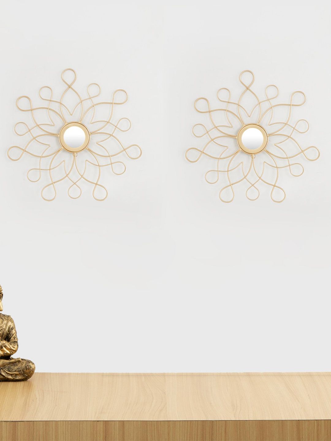 Home Centre Set of 2 Gold Metal Wall Decor Price in India
