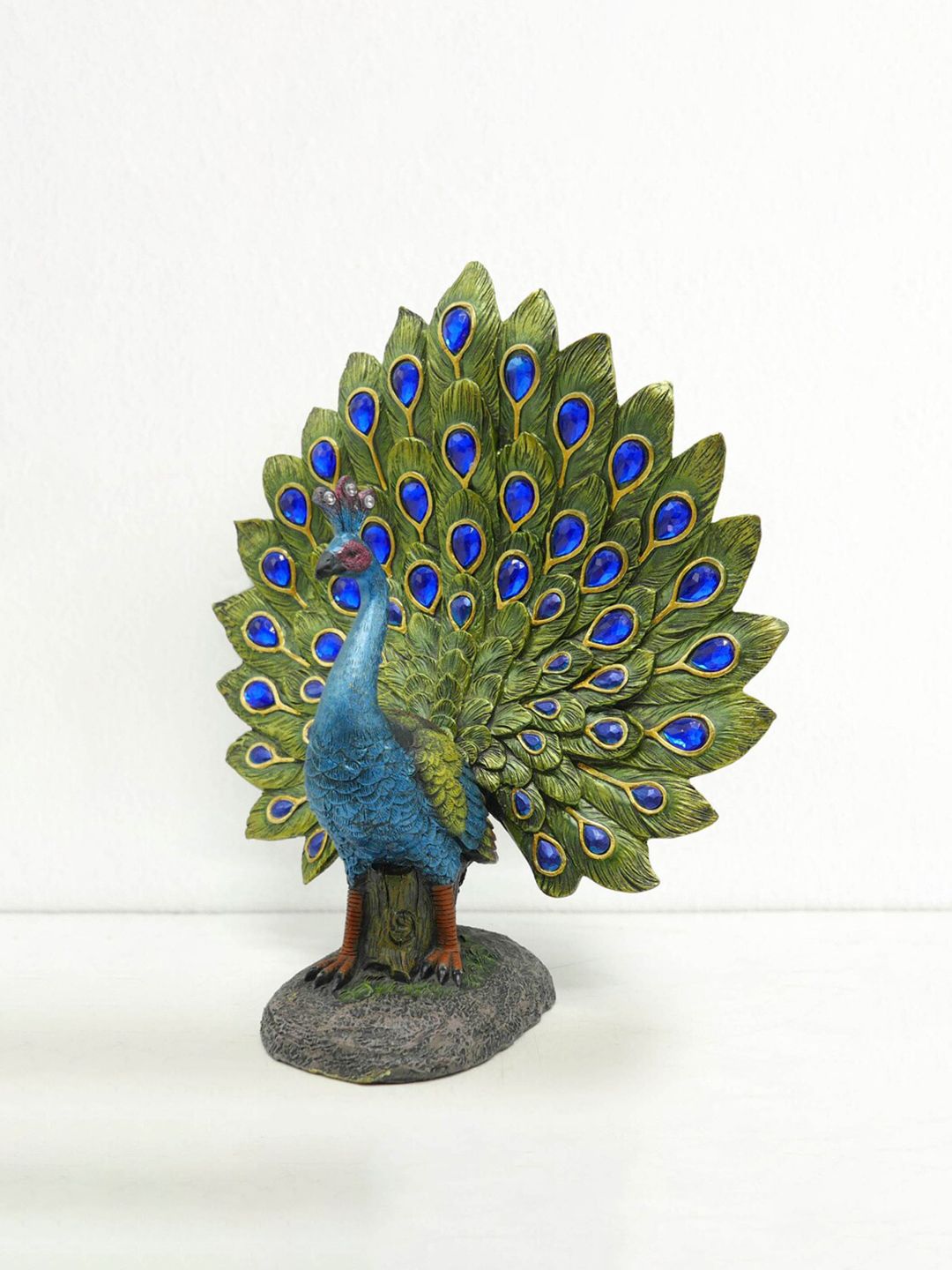 Home Centre Green & Blue Corsica Stone Encrusted Peacock Figurine Price in India
