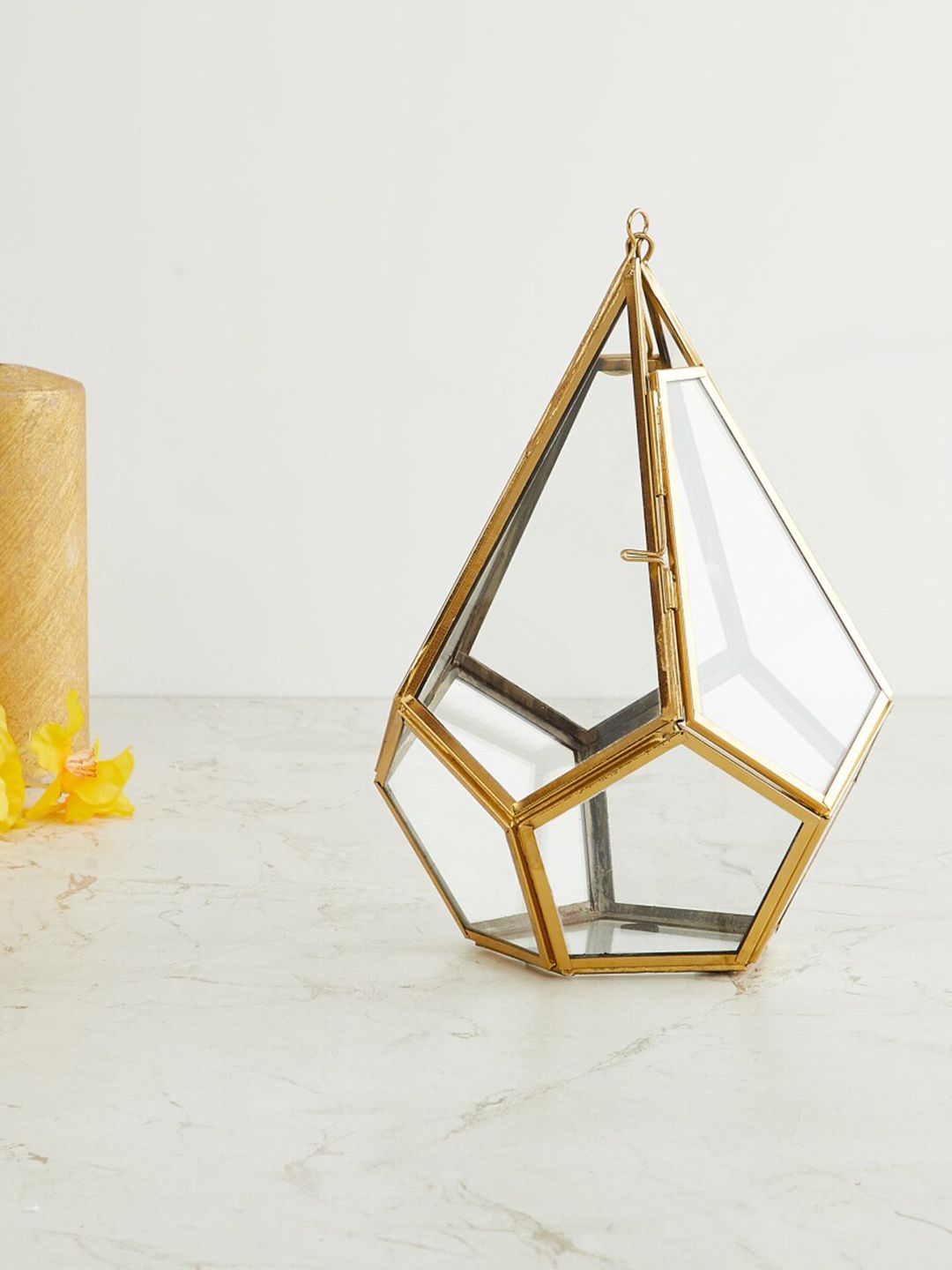 Home Centre Gold-Toned Hexagonal Terrarium Showpiece Price in India