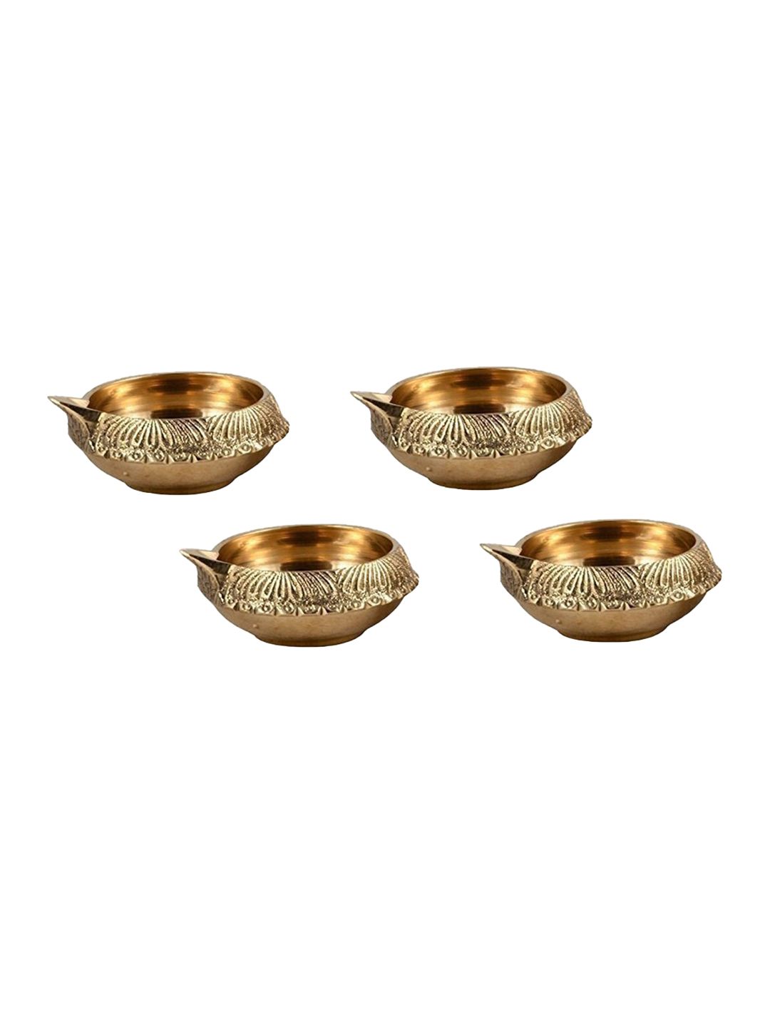 WENS Set Of 4 Gold-Toned Puja Brass Diya Lamps Price in India