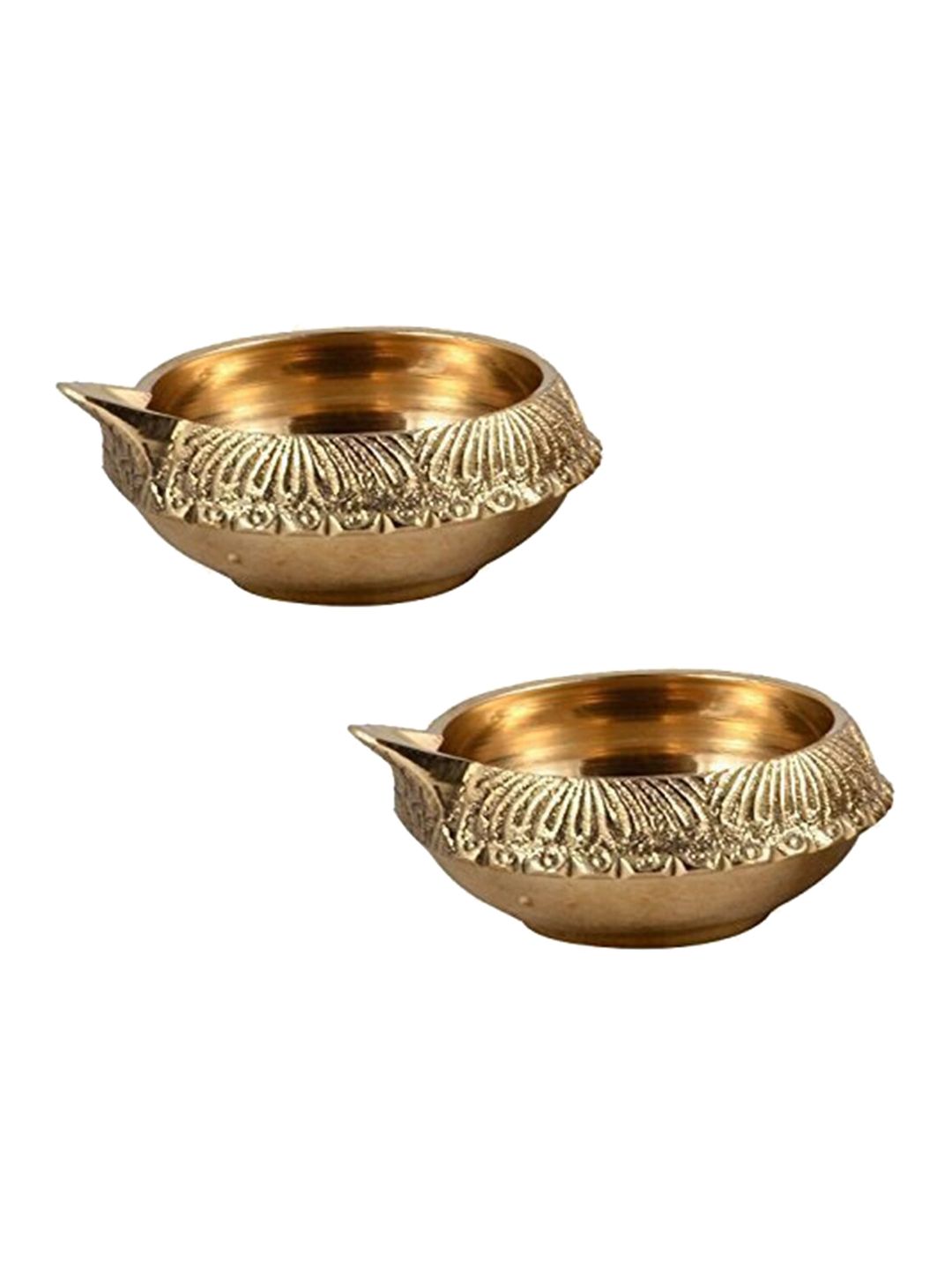 WENS Gold-Toned Set of 2 Engraved Diyas Price in India