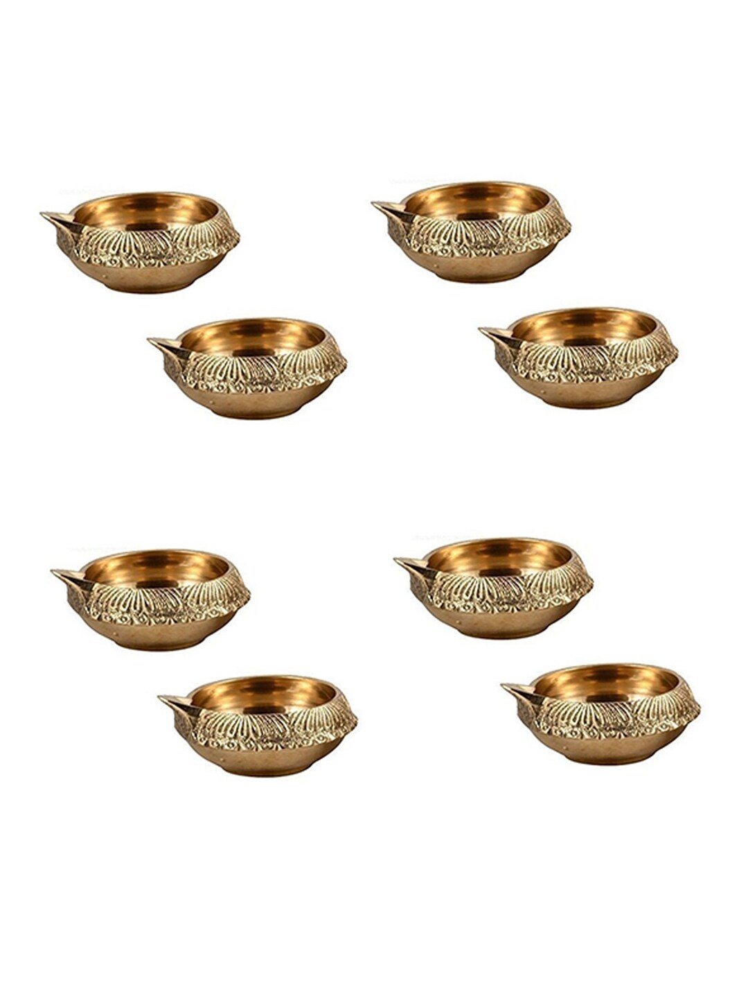 WENS Set of 8 Gold Toned Brass Diyas Price in India