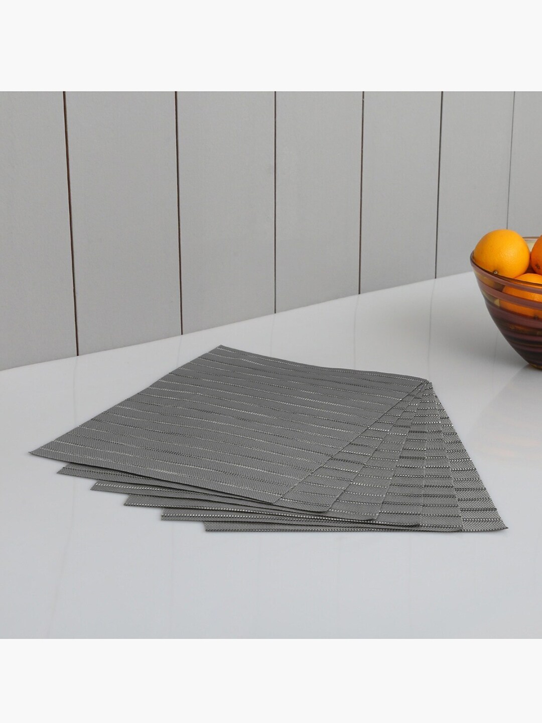 Home Centre Set Of 6 Grey Striped Woven Table Runners Price in India