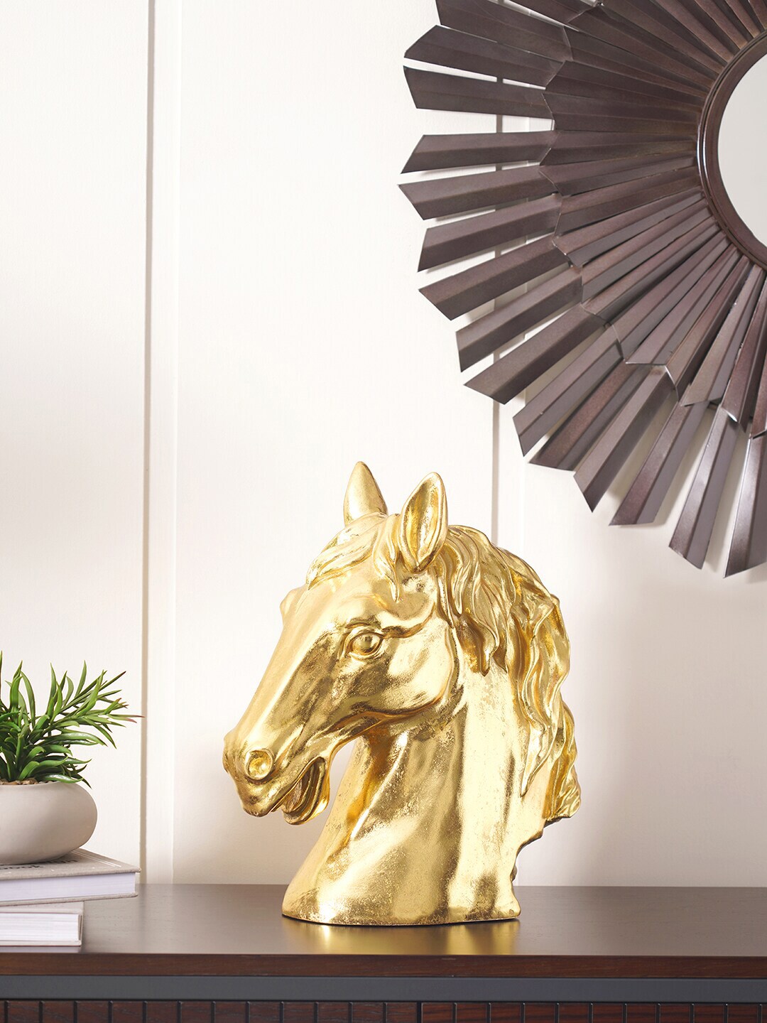 Pure Home and Living Gold-Toned Horse Head Showpiece Price in India