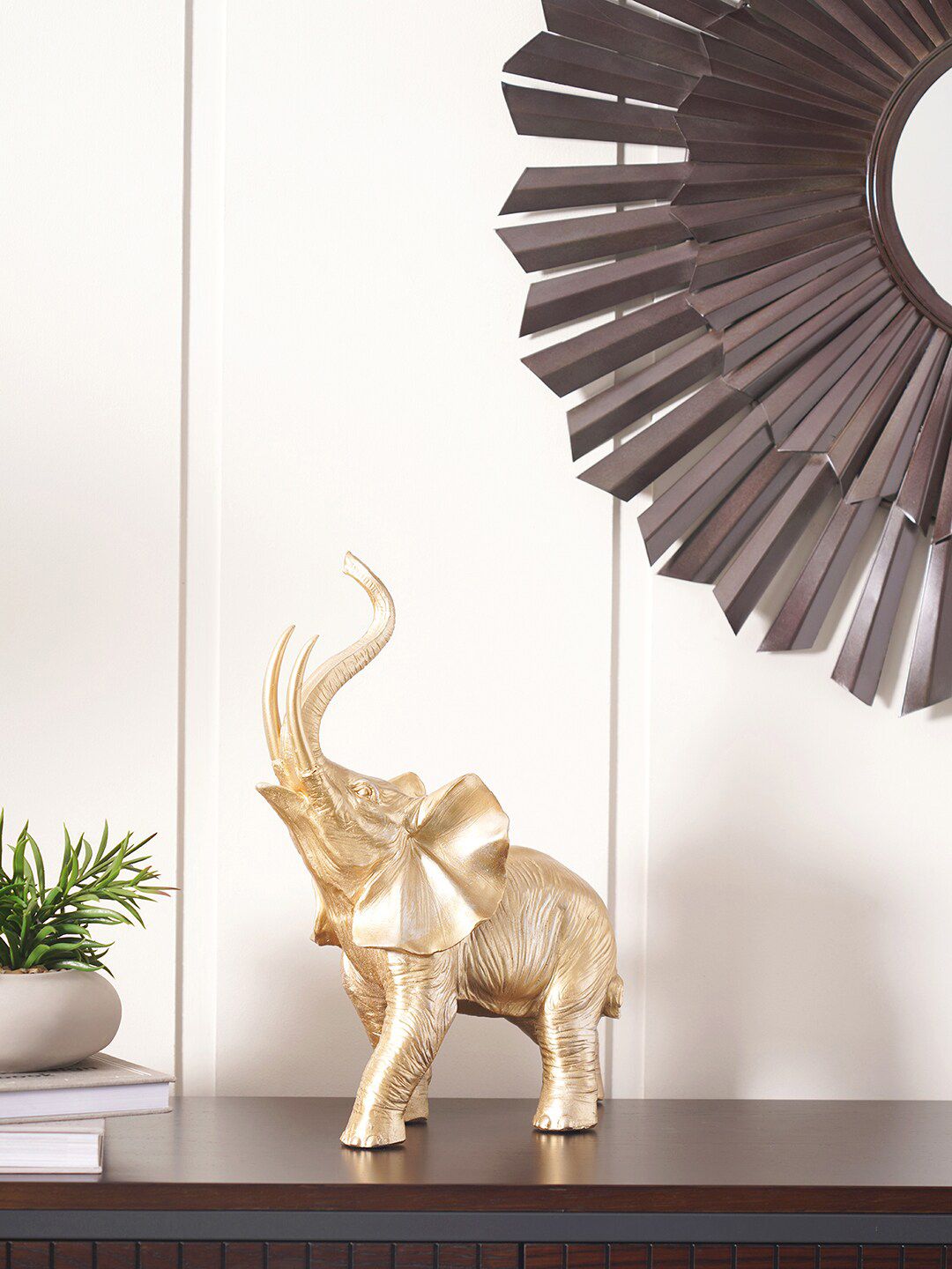 Pure Home and Living Gold-Toned Elephant Figurine Showpieces Price in India