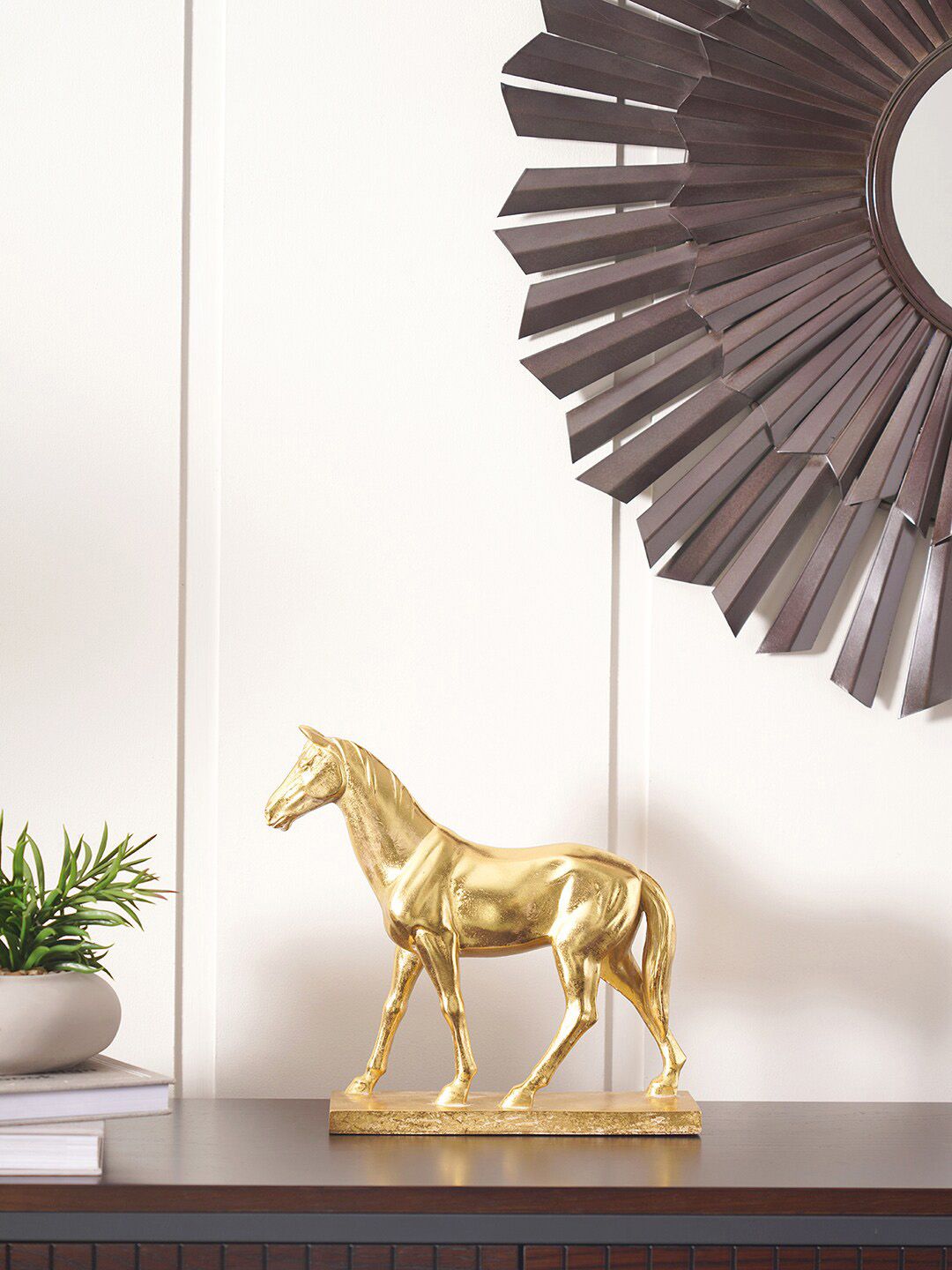 Pure Home and Living Gold-Toned Horse Figurine Showpieces Price in India