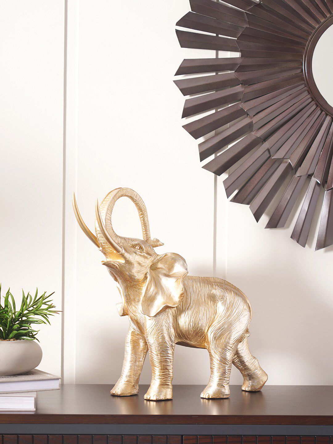 Pure Home and Living Gold-Toned Elephant Large Figurine Price in India
