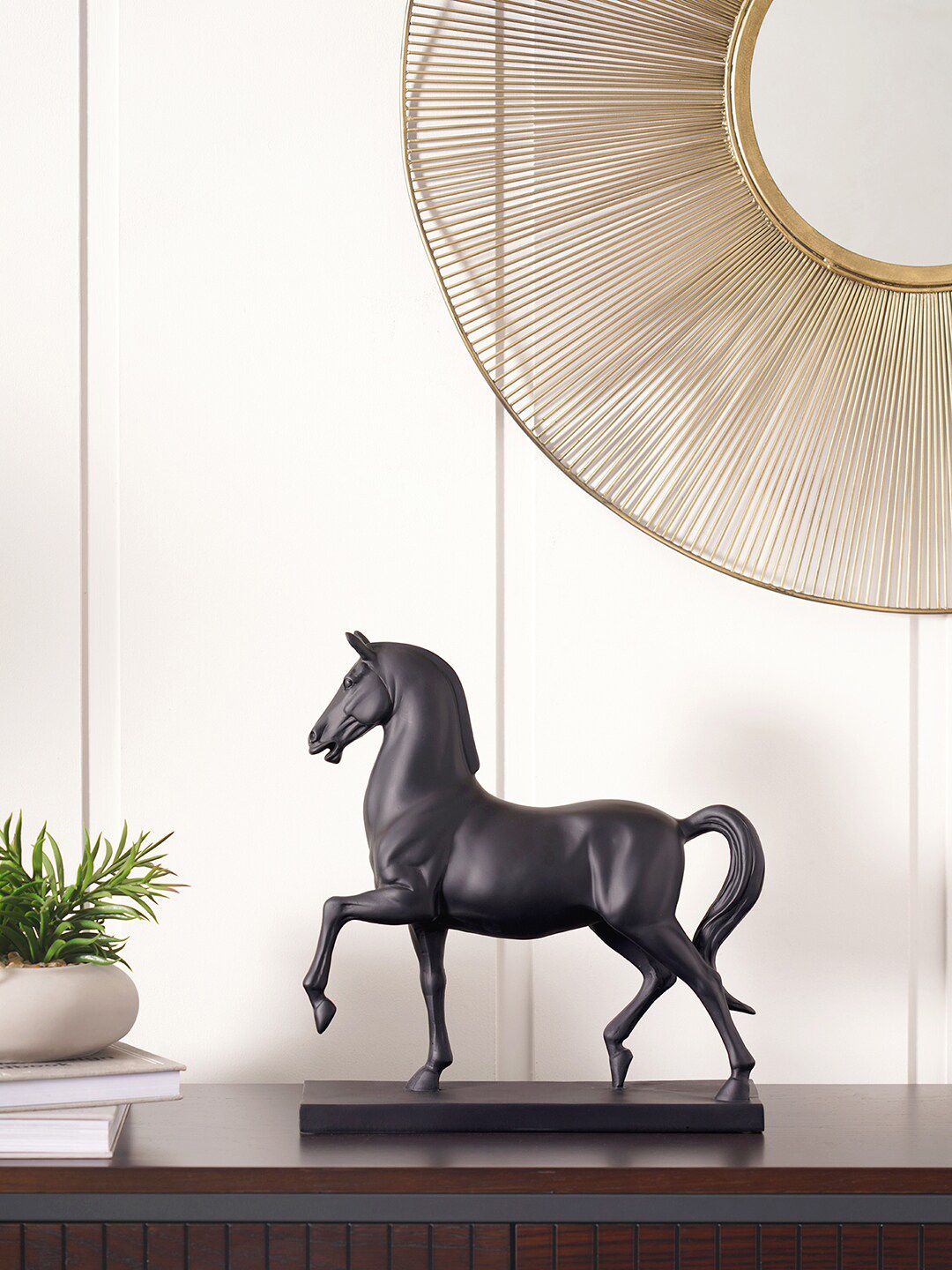 Pure Home and Living Black Solid Running Horse Showpiece Price in India