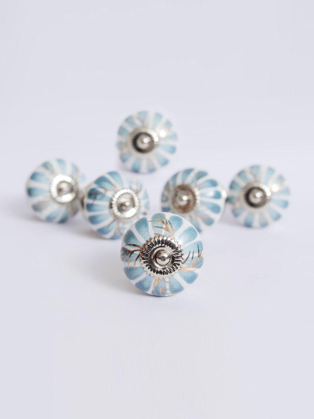 Home Centre Blue Set of 6 Corsica Venice Floral Paint Ceramic Drawer Knobs Price in India