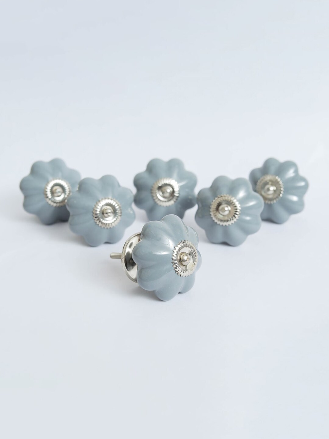 Home Centre Grey Set of 6 Floral Ceramic Drawer Knobs Price in India
