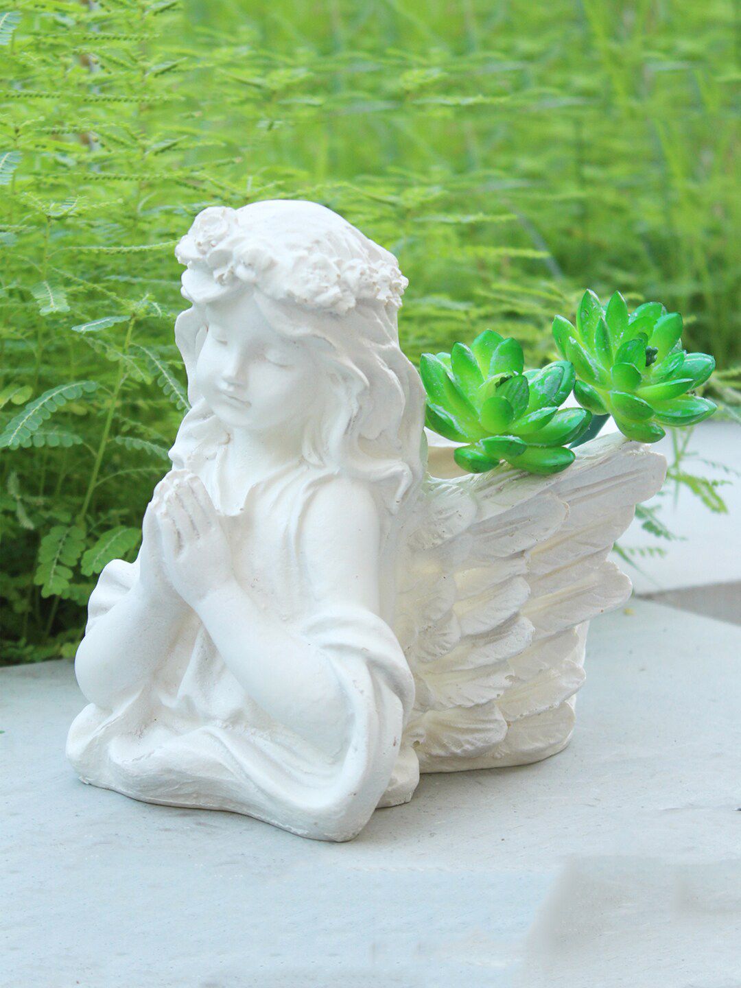 Wonderland White Praying Angel Flower Pot Price in India