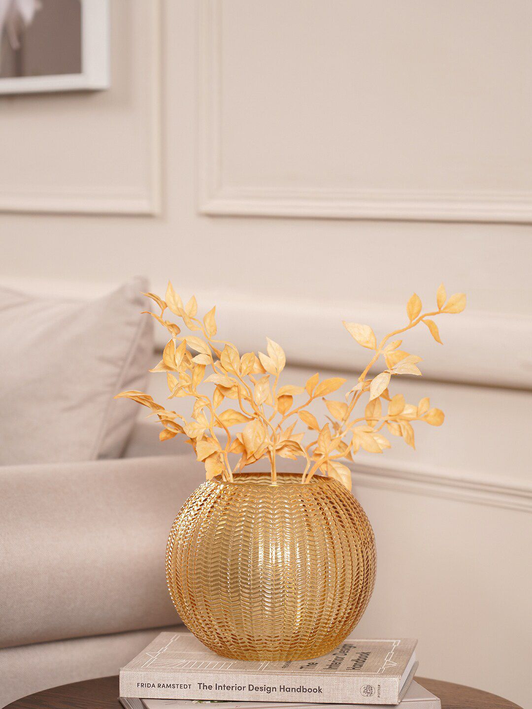 Pure Home and Living Gold Small Textured Glass Vase Price in India