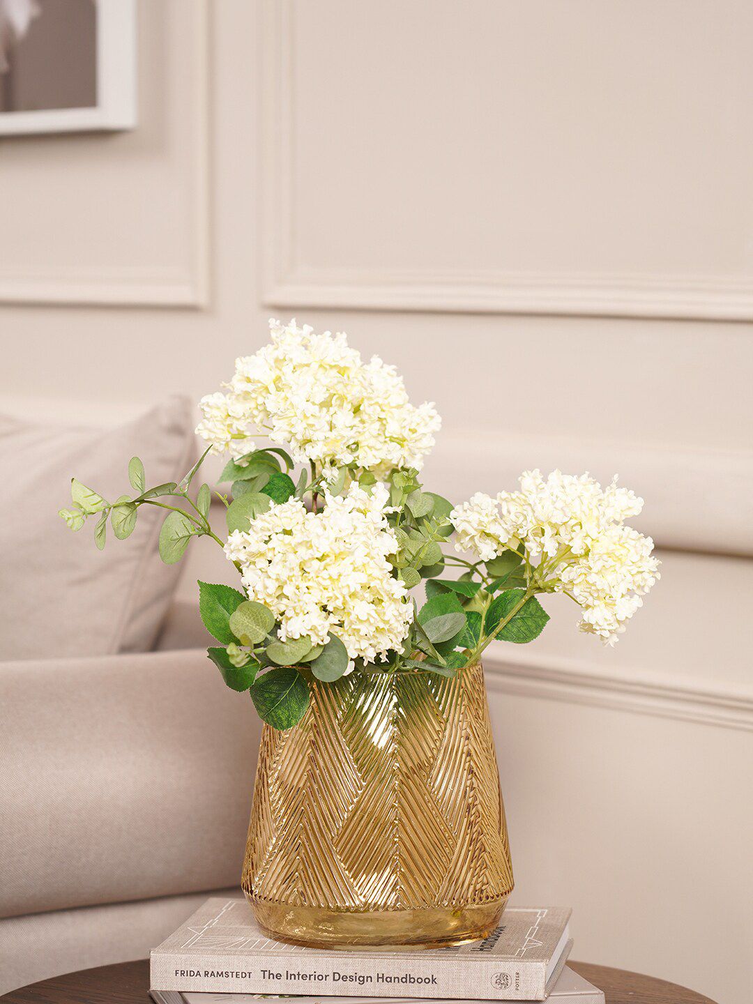 Pure Home and Living Gold-Colored Textured Glass Flower Vase Price in India