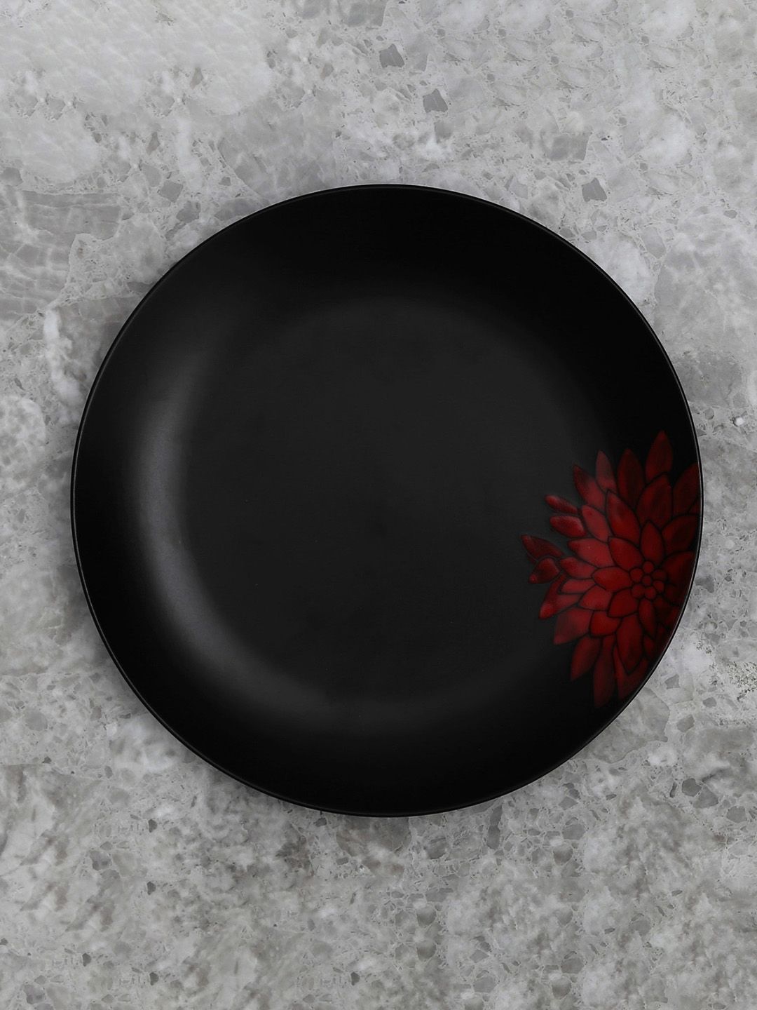 Home Centre Black & Red 1 Pieces Printed Stoneware Glossy Plates Price in India