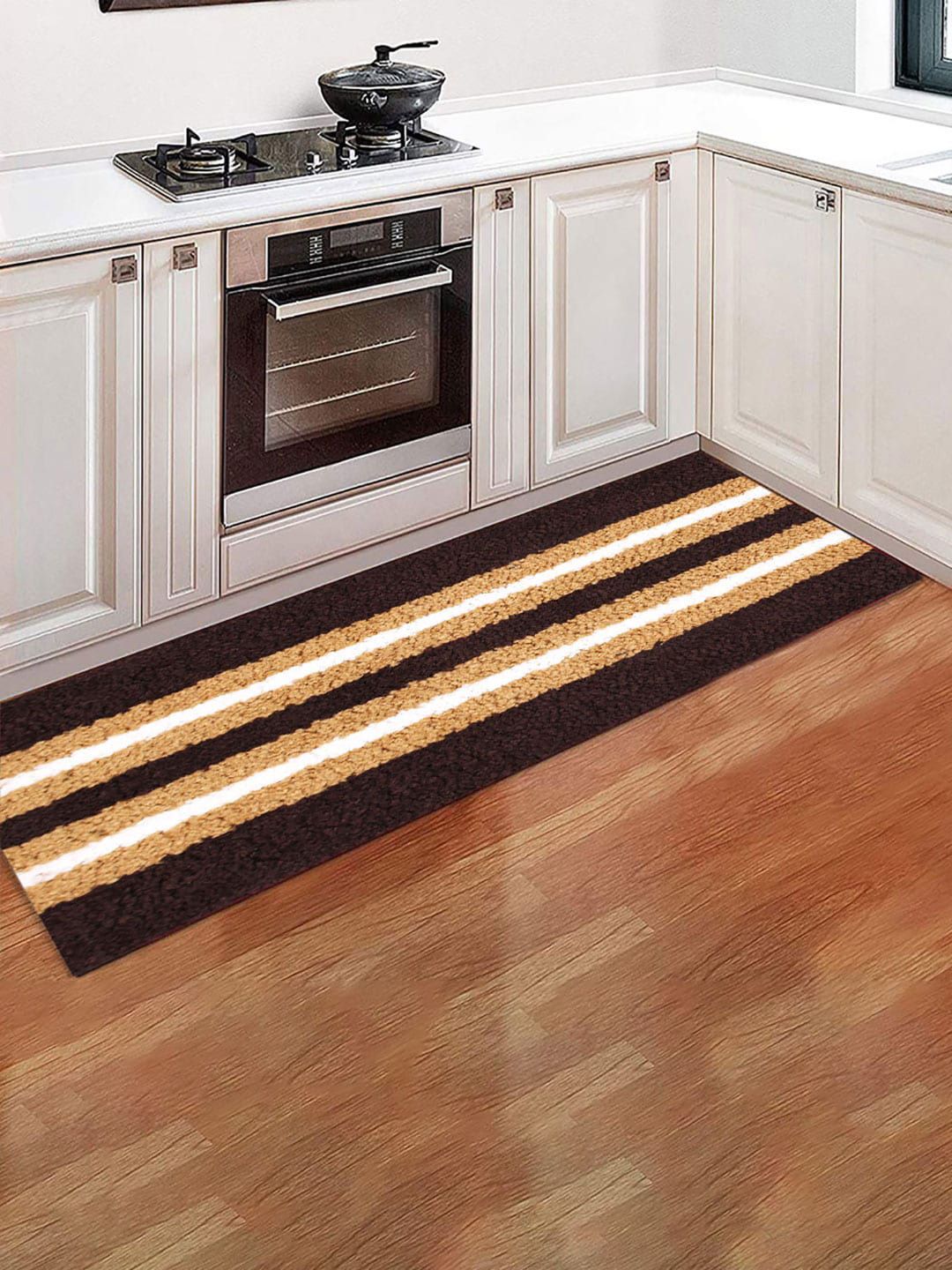 LUXEHOME INTERNATIONAL Brown Striped Floor Runner Price in India