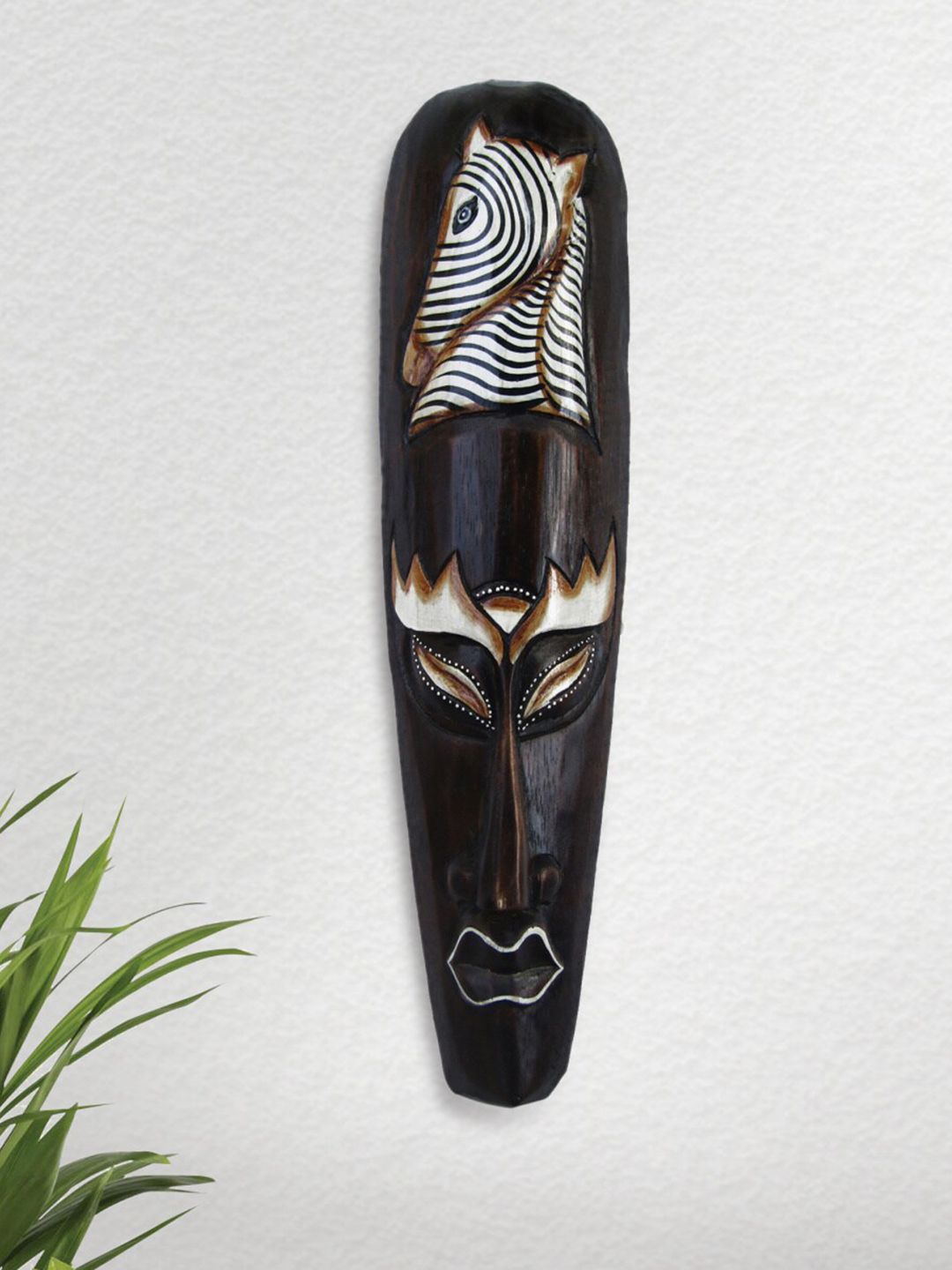 Home Centre Corsica Brown Printed Wooden Zebra Mask Wall Decor Price in India