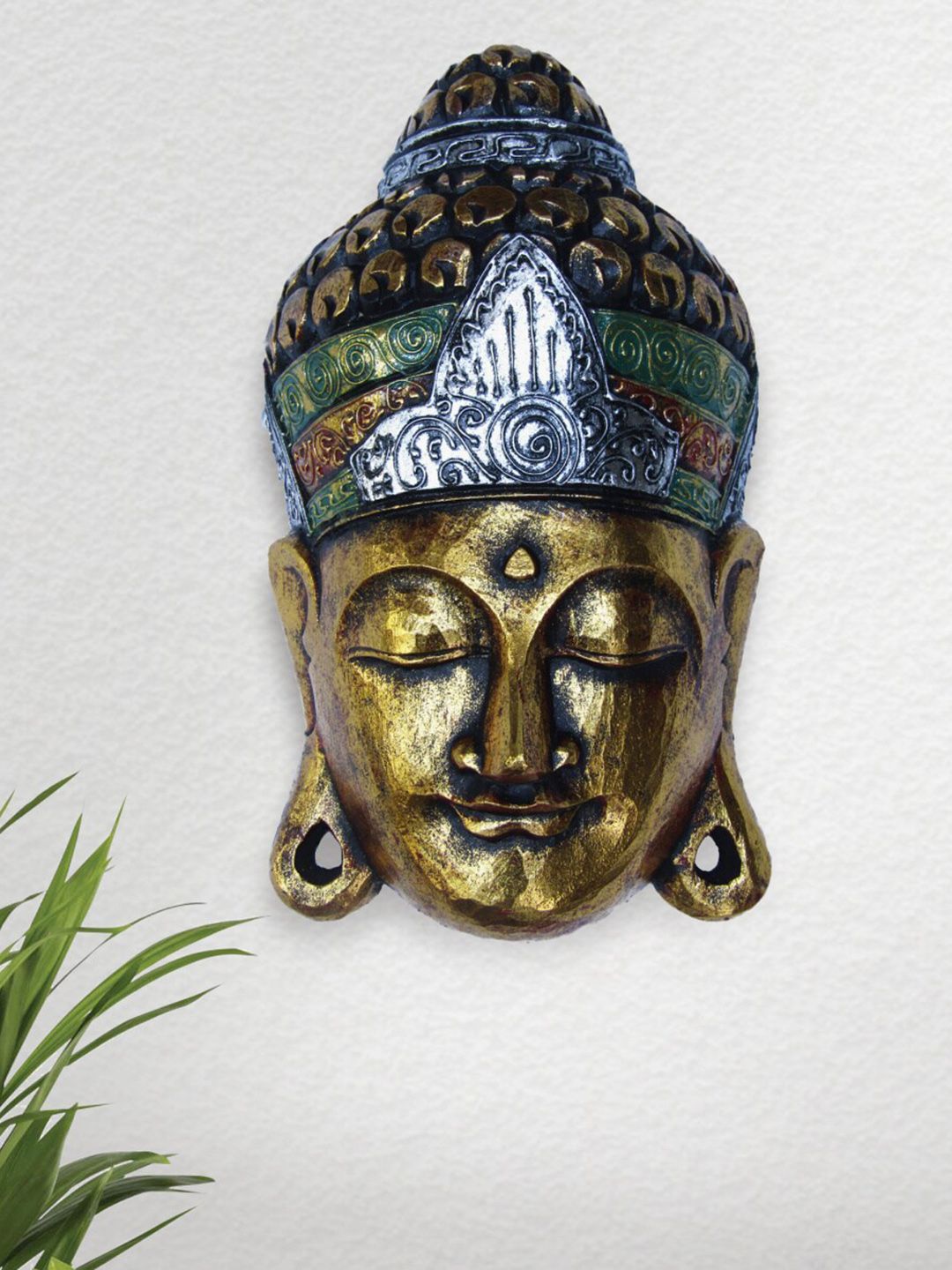 Home Centre Corsica Gold-Toned Abstract Wooden Mask Wall Decor Price in India