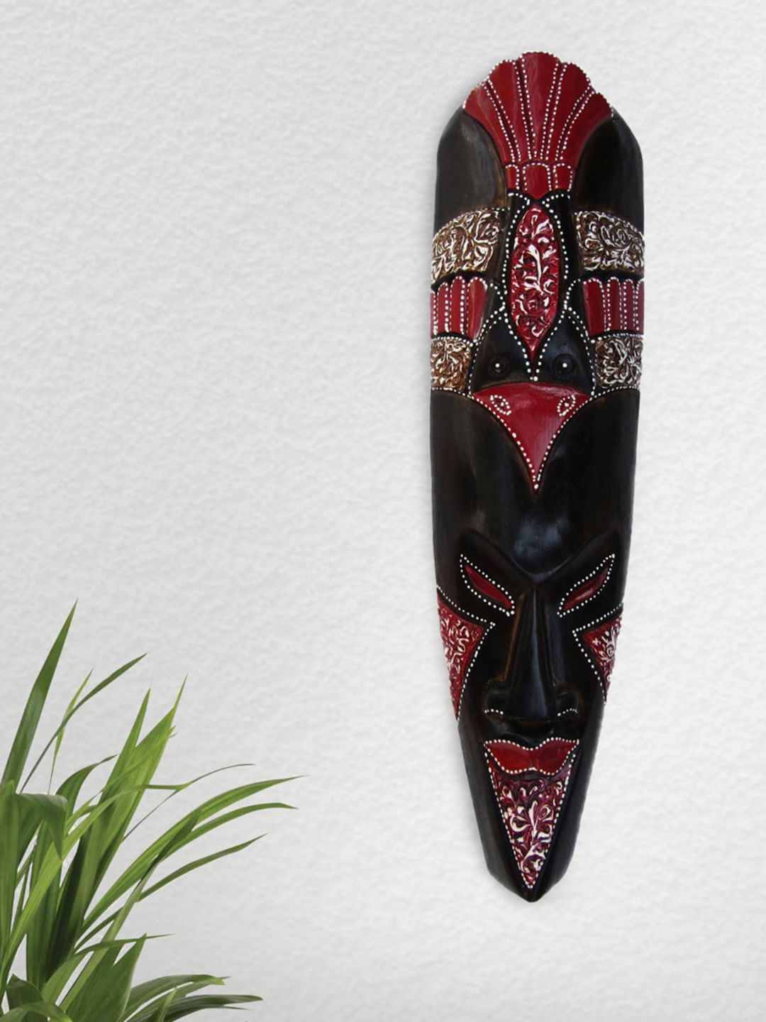 Home Centre Black & Red Wooden Mask Bird Wall Decor Price in India