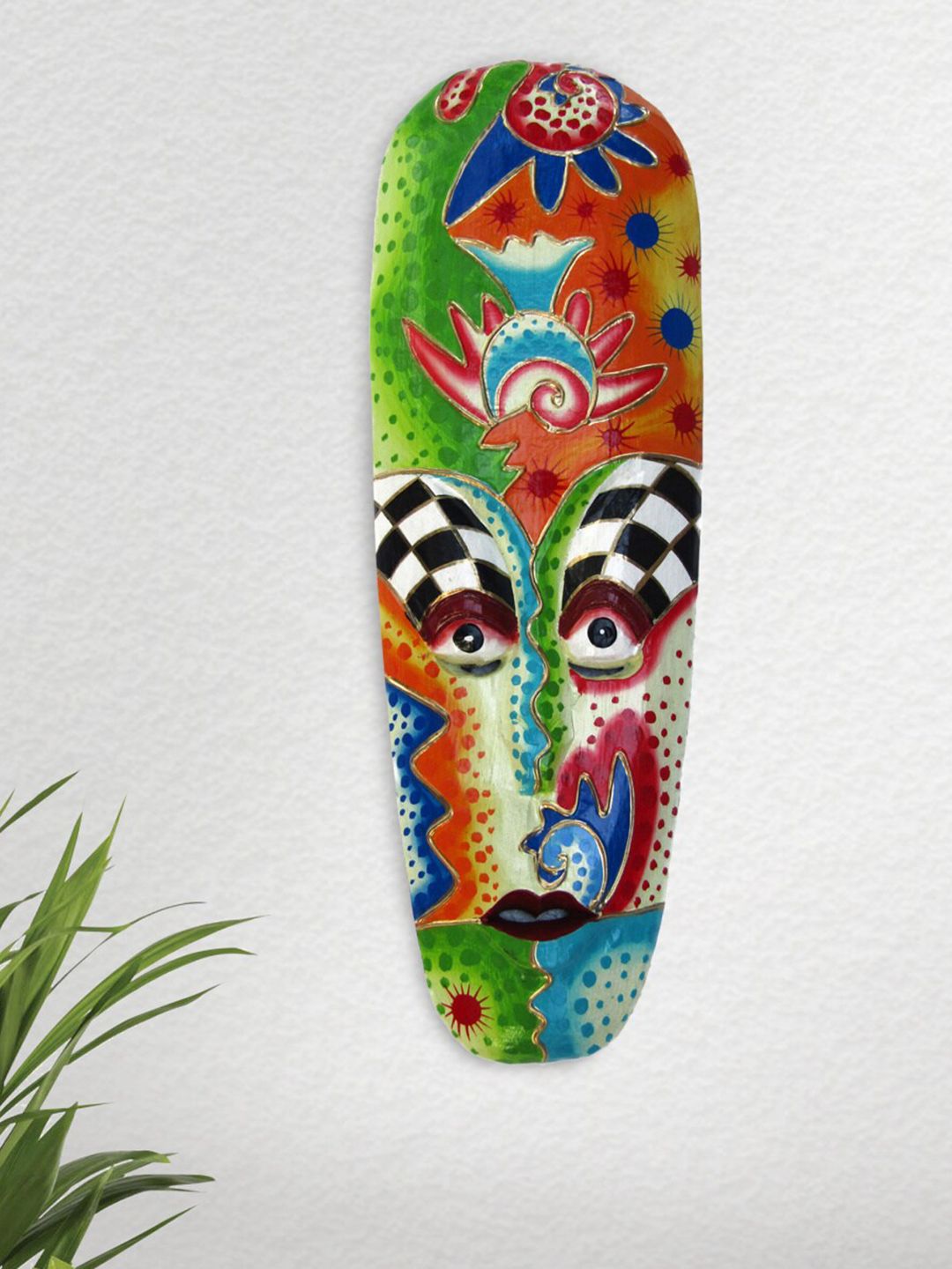 Home Centre Multicoloured Abstract Printed Wooden Mask Wall Decor Price in India