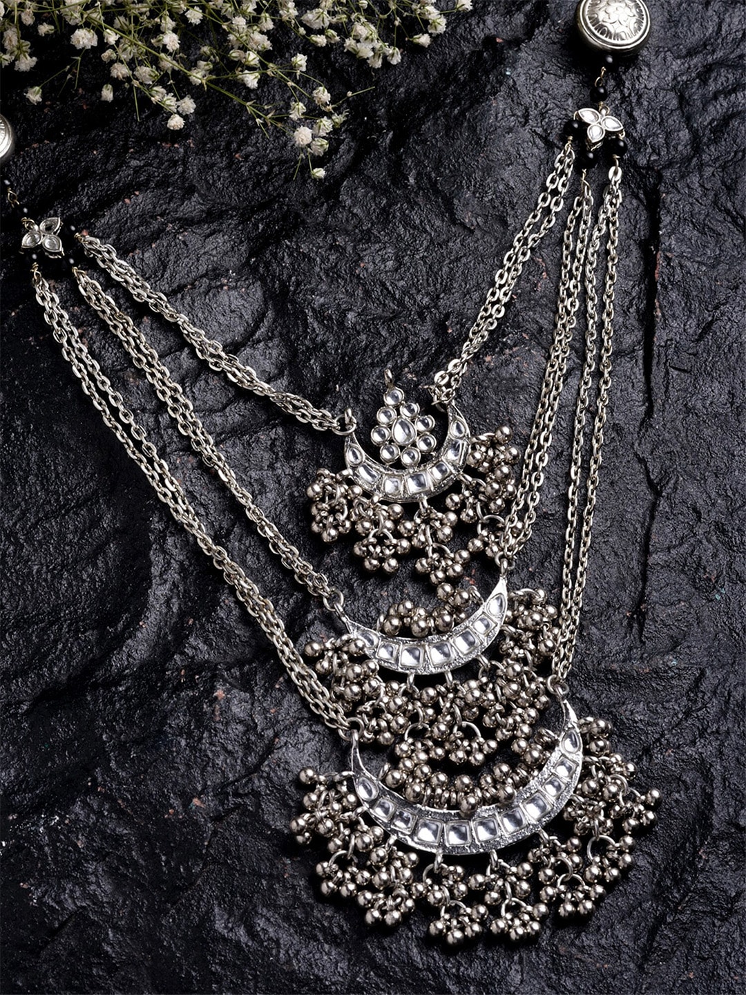 KARATCART Silver-Toned Silver-Plated Oxidised Necklace Price in India