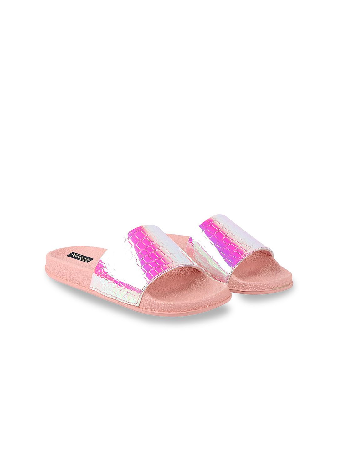 Shoetopia Women Pink Embellished Sliders Price in India