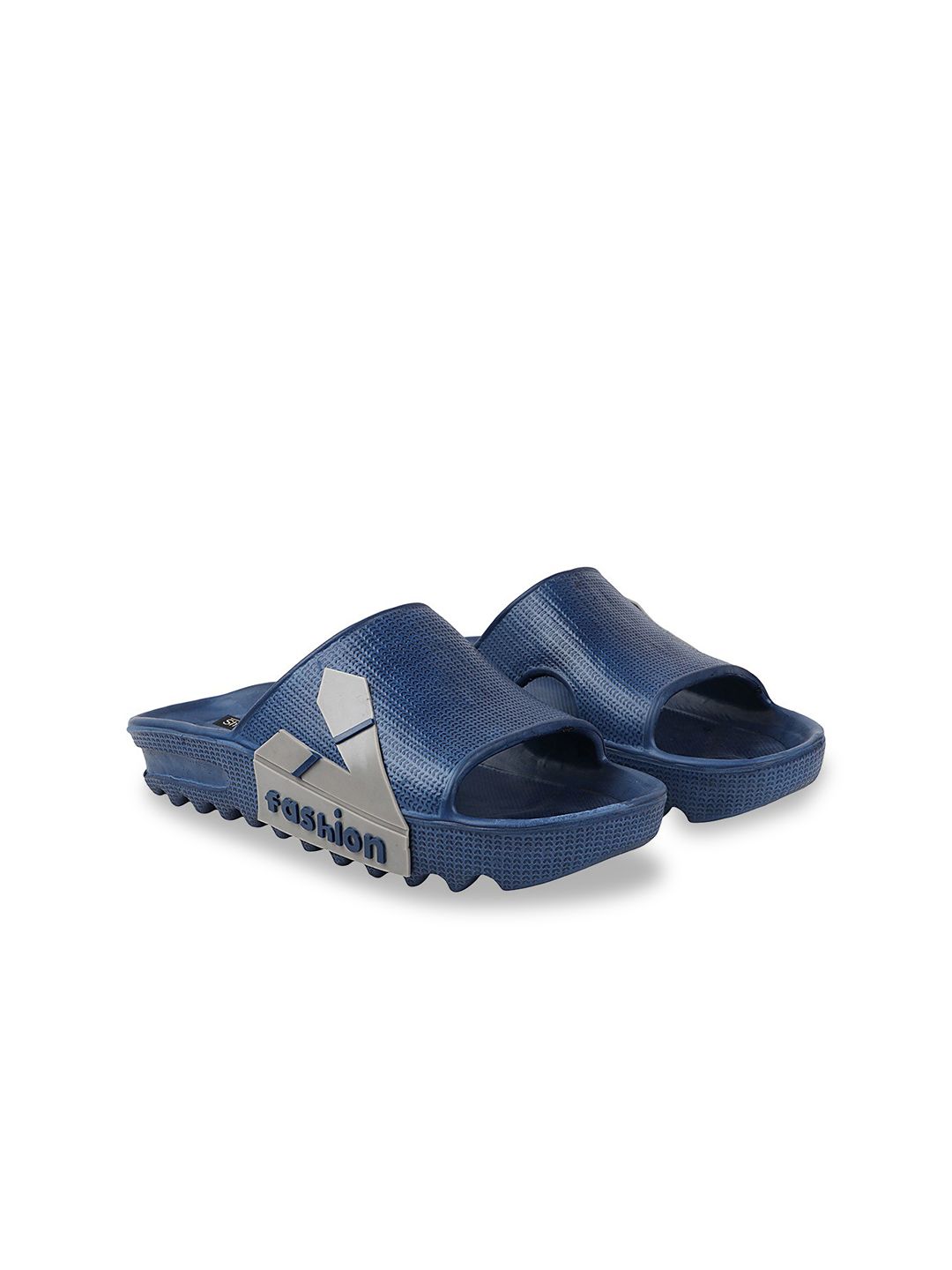 Shoetopia Women Blue Printed Sliders Price in India