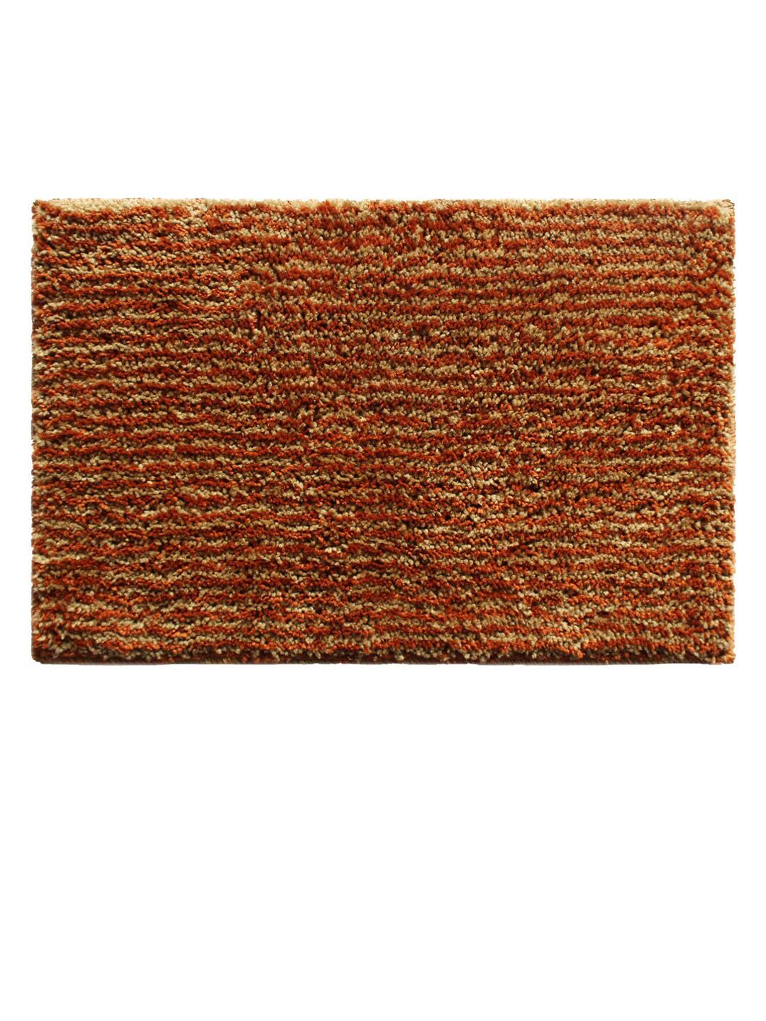 LUXEHOME INTERNATIONAL  Rust Striped  2200 GSM Bath Rug Price in India