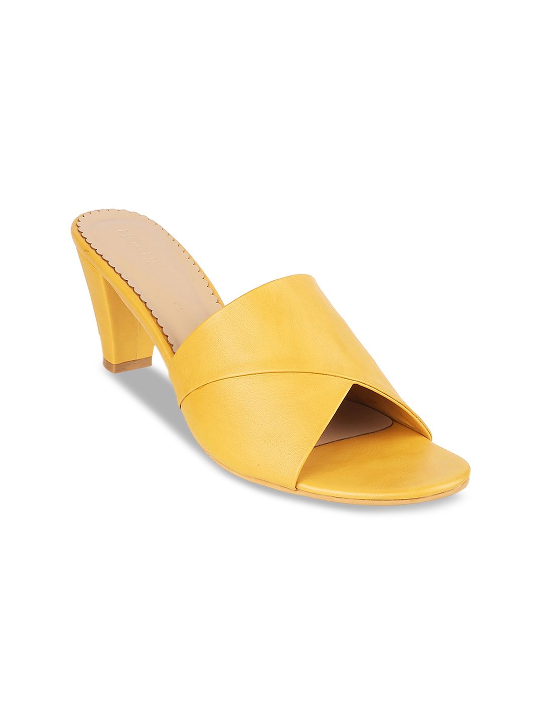 Mochi Yellow Block Sandals Price in India