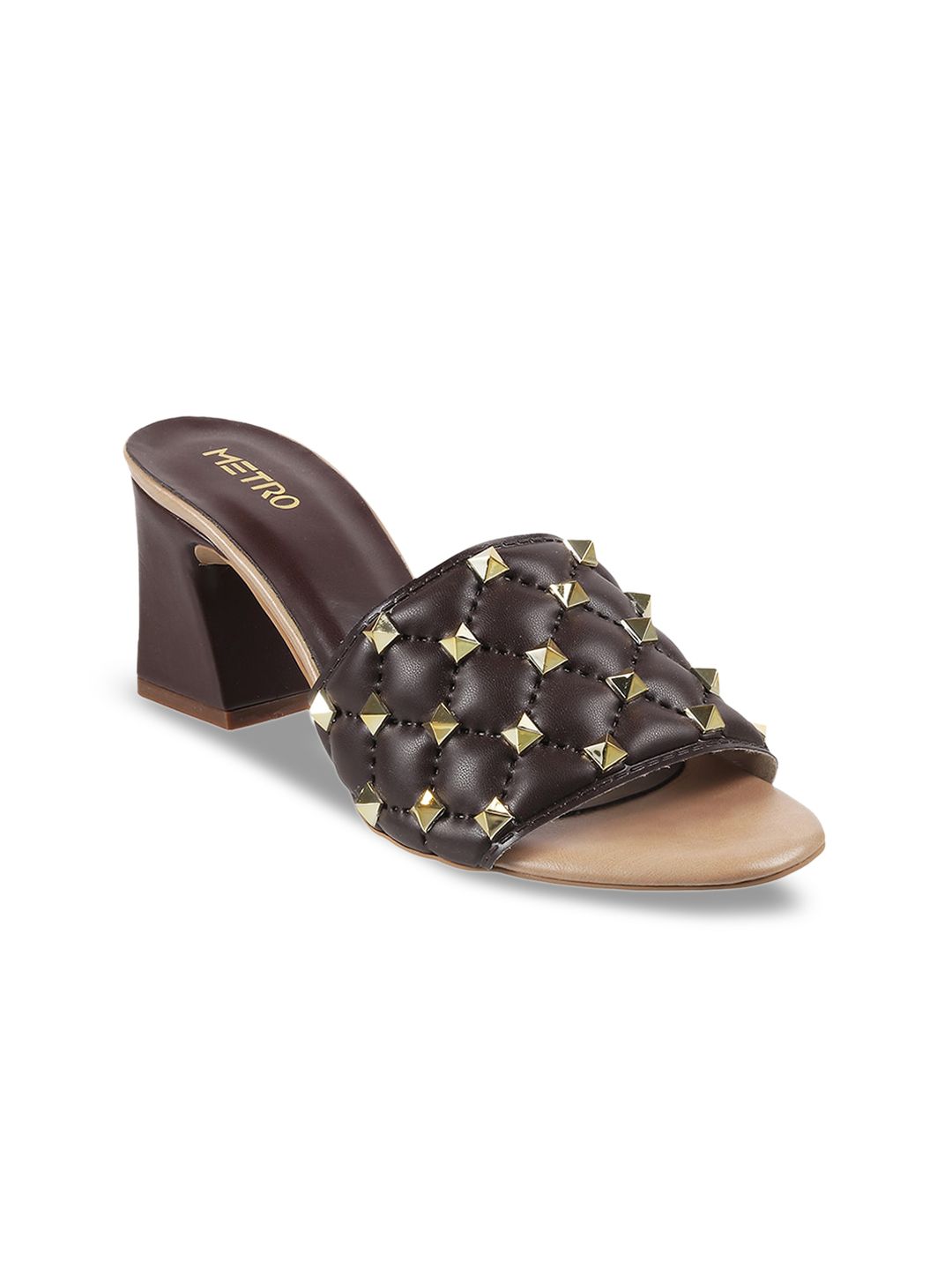 Metro Brown Embellished Block Heels Price in India