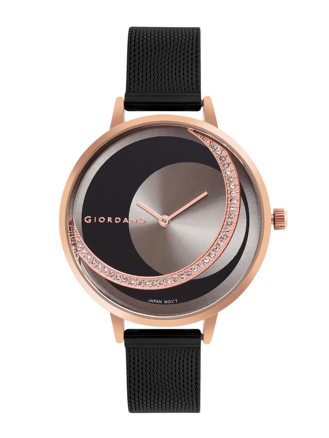 GIORDANO Women Black Embellished Dial & Black Bracelet Style Straps Analogue Watch GD-60012-11 Price in India