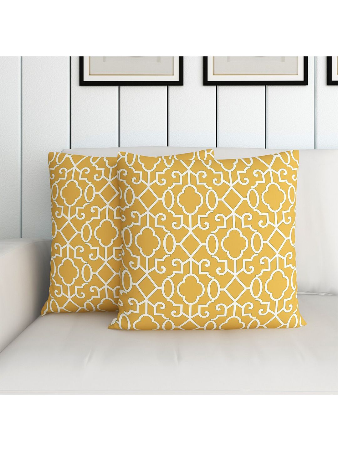 Home Centre Yellow Set of 2 Abstract Square Cushion Covers Price in India